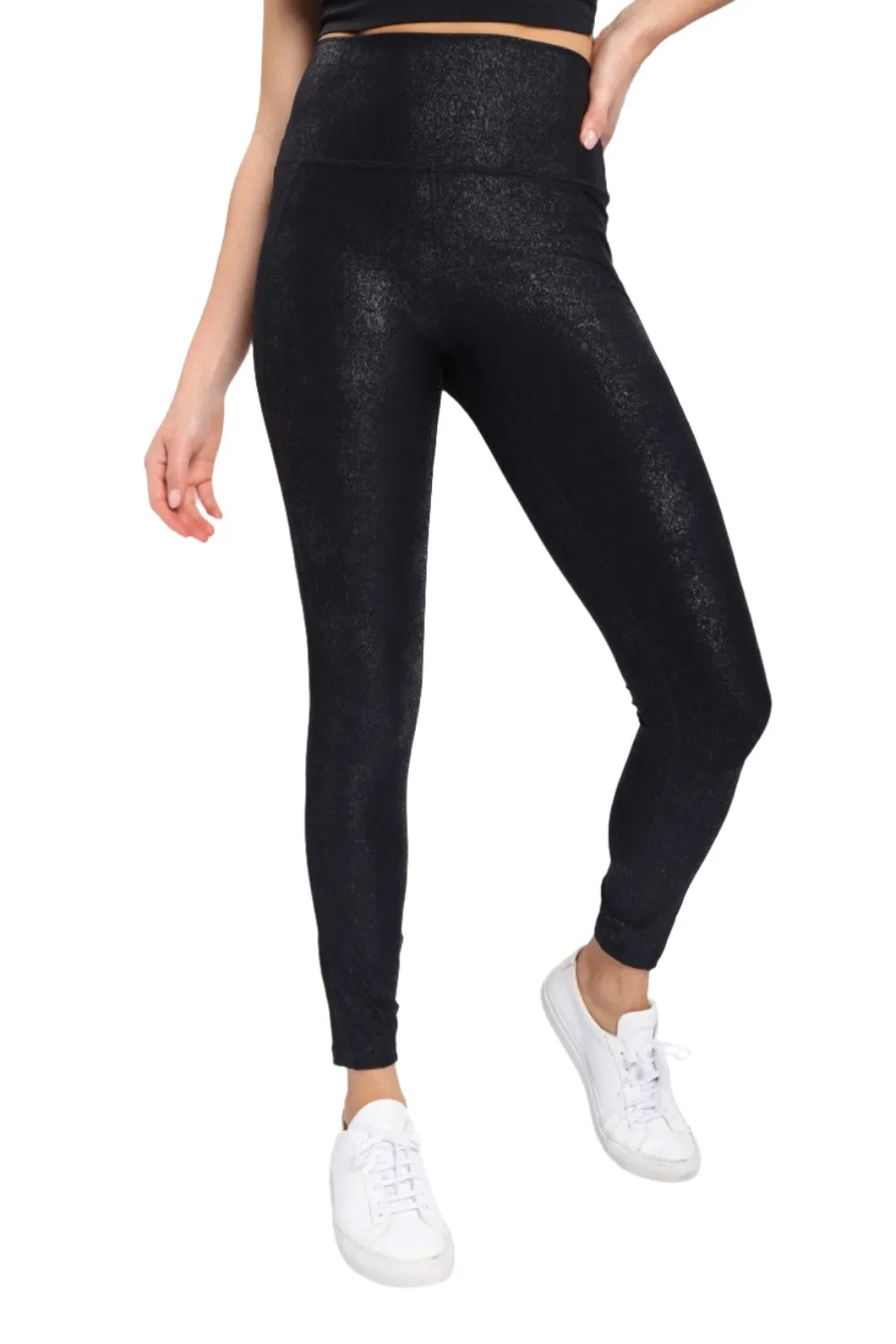 Mono B High-Waist-Folien-Leggings mit Seitentaschen APH-A0951 und Plus