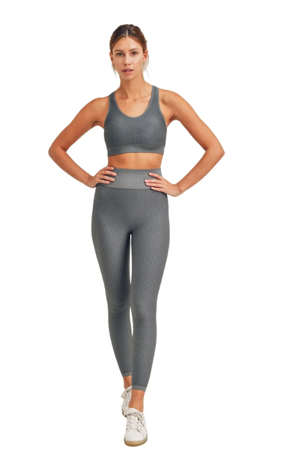 Mono B Jacquard & Rippen Nahtlose High-Waisted Leggings APH-A7116