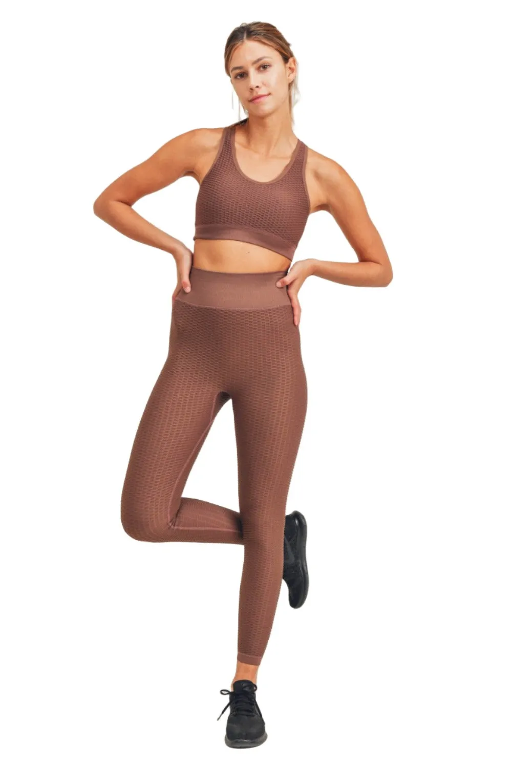 Mono B Jacquard & Rippen Nahtlose High-Waisted Leggings APH-A7116