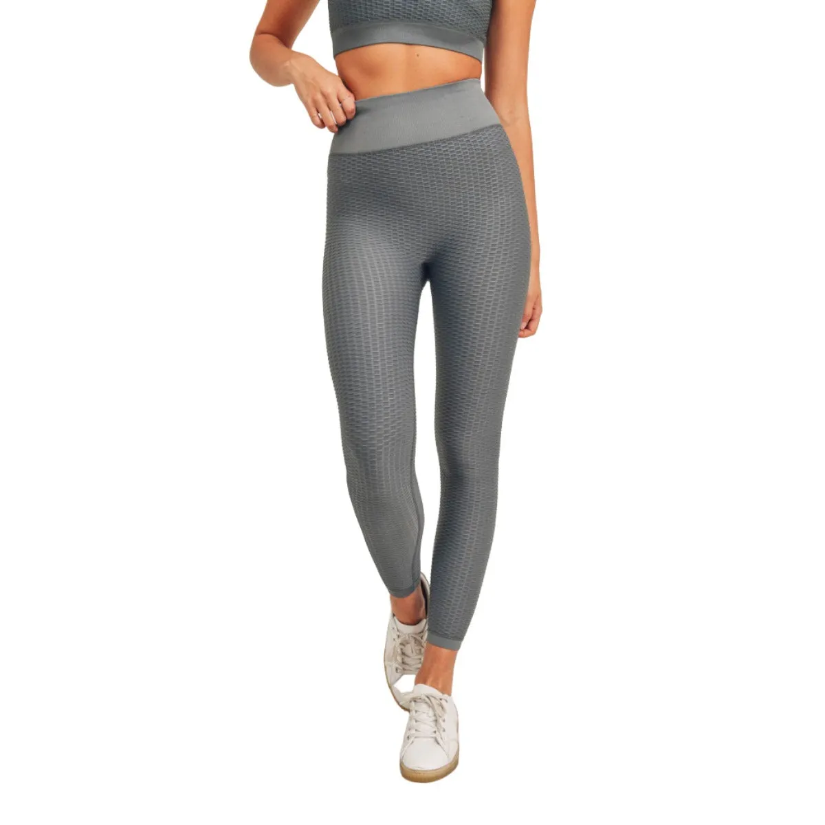 Mono B Jacquard & Rippen Nahtlose High-Waisted Leggings APH-A7116