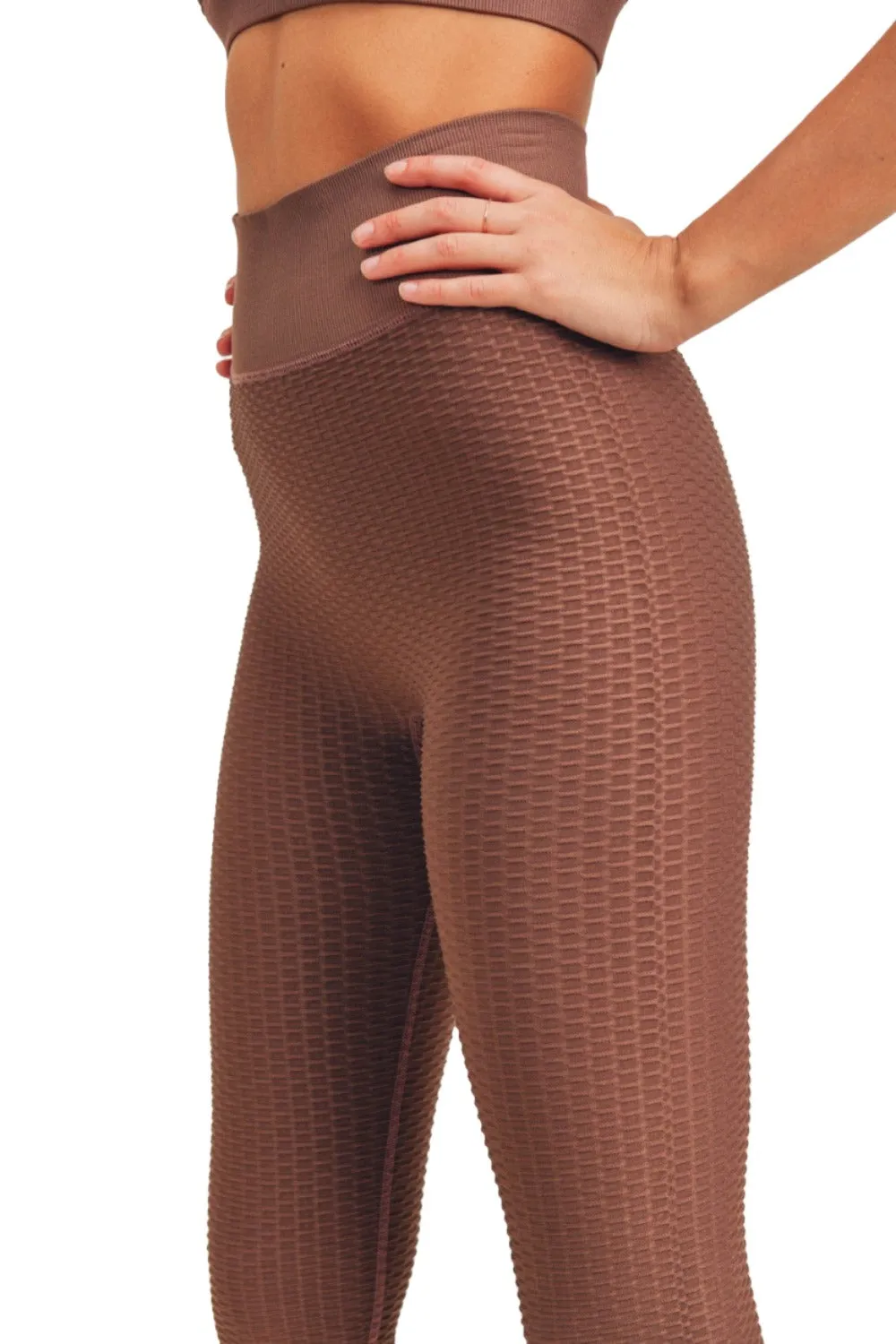 Mono B Jacquard & Rippen Nahtlose High-Waisted Leggings APH-A7116