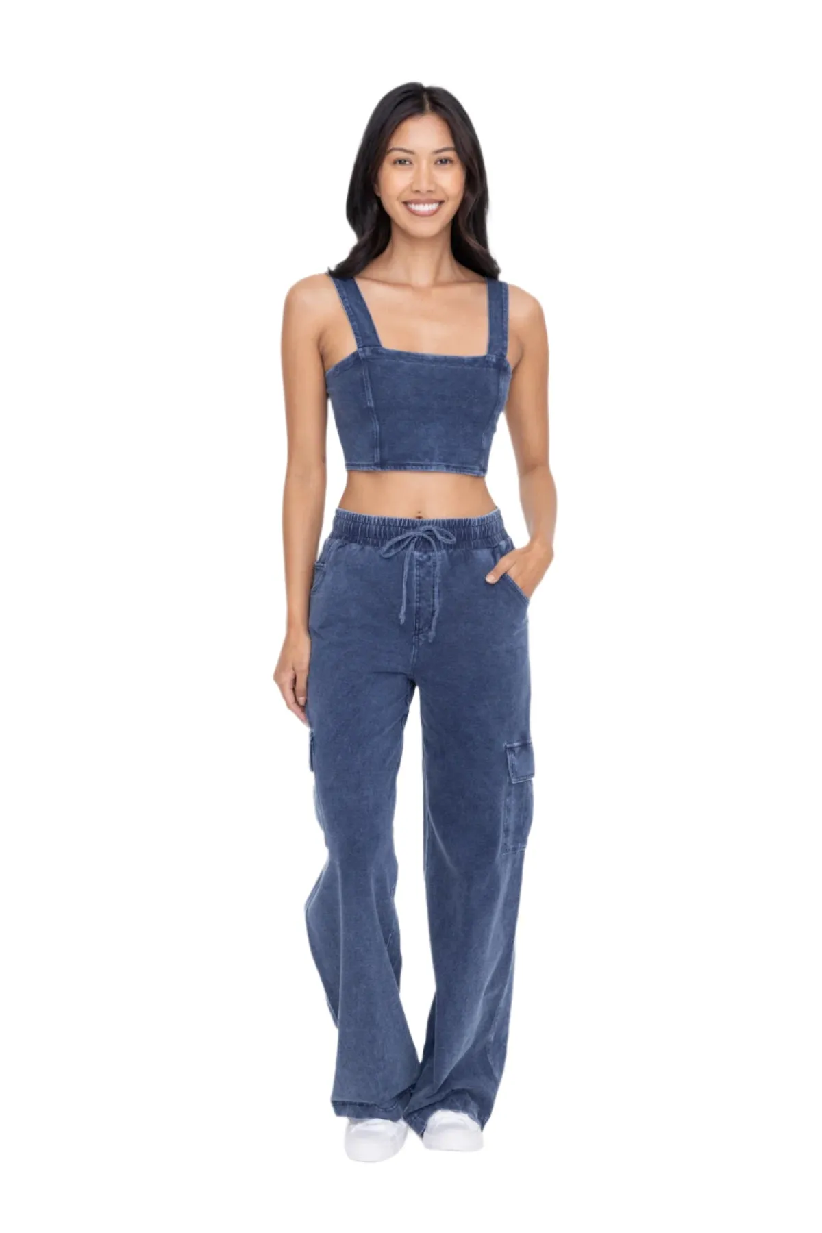 Mono B Mineral Wash Weite Baumwoll-Cargo-Hose KPR12236