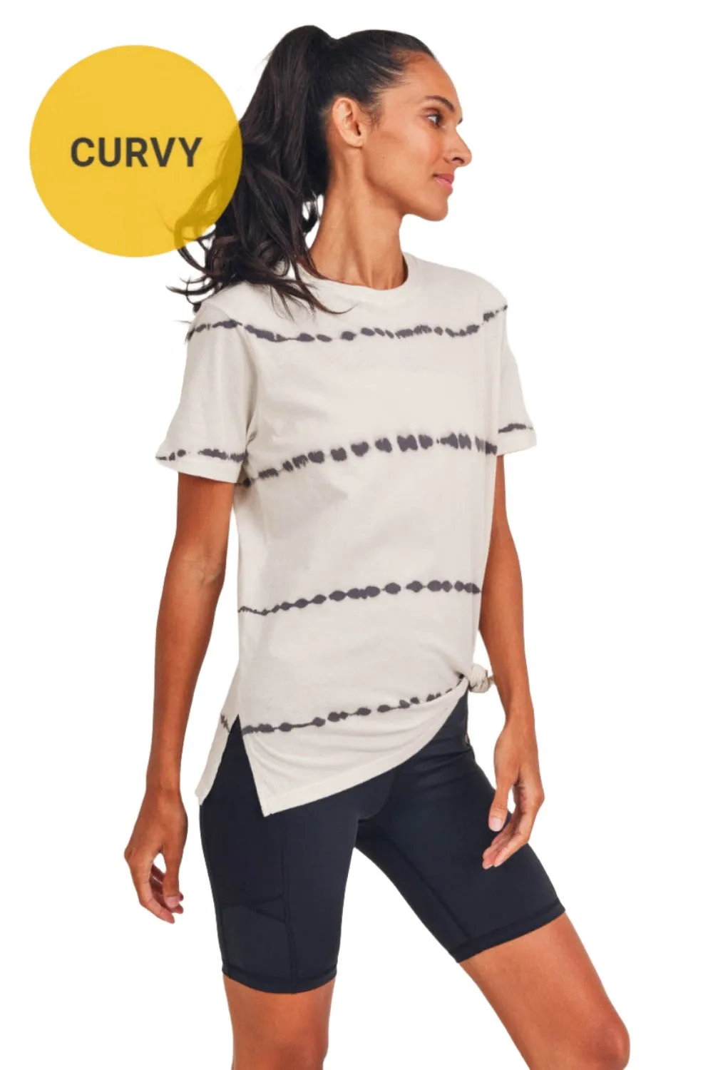 Mono B Basic T-Shirt mit gesplittetem Saum und Tie-Dye KT11735
