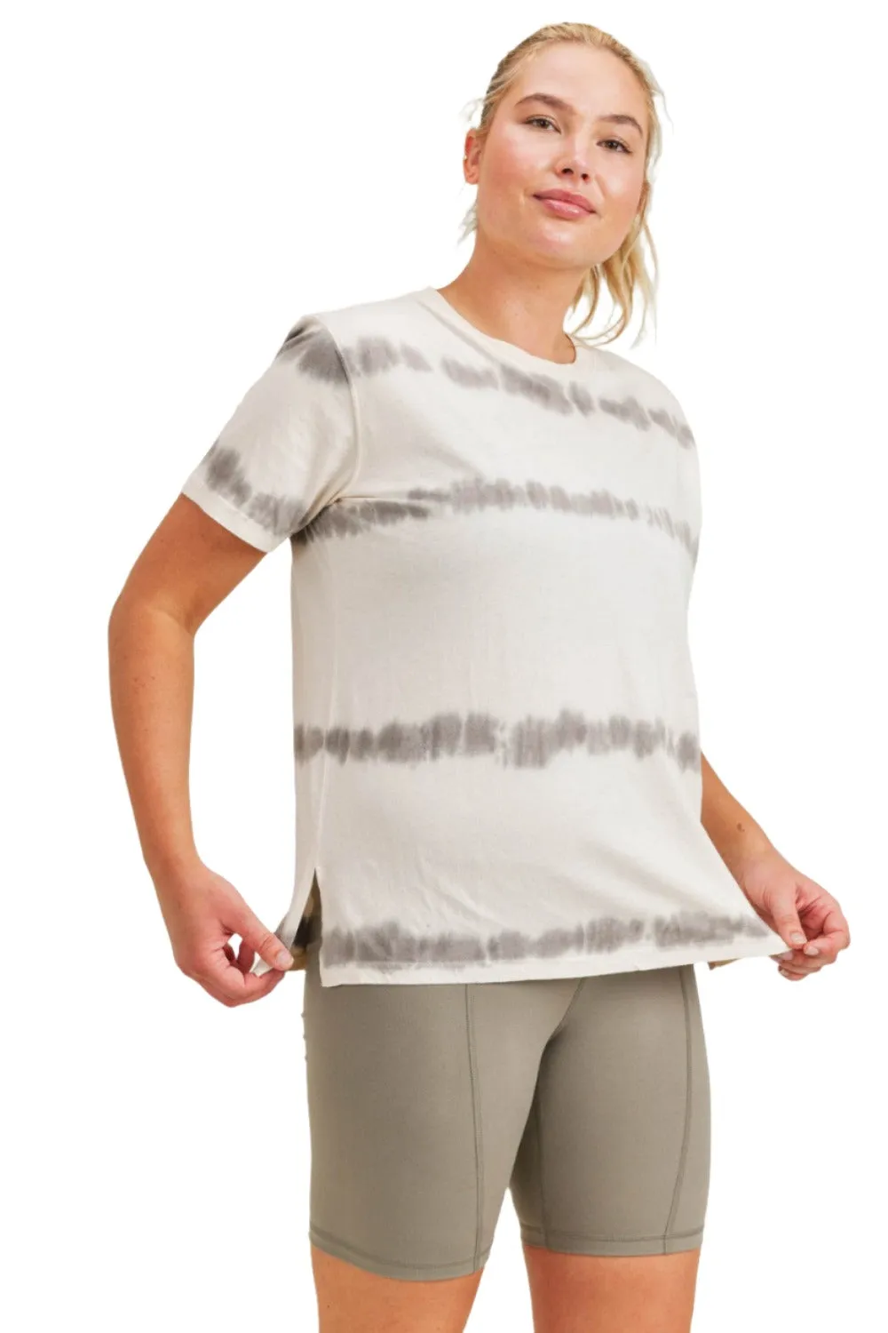 Mono B Basic T-Shirt mit gesplittetem Saum und Tie-Dye KT11735