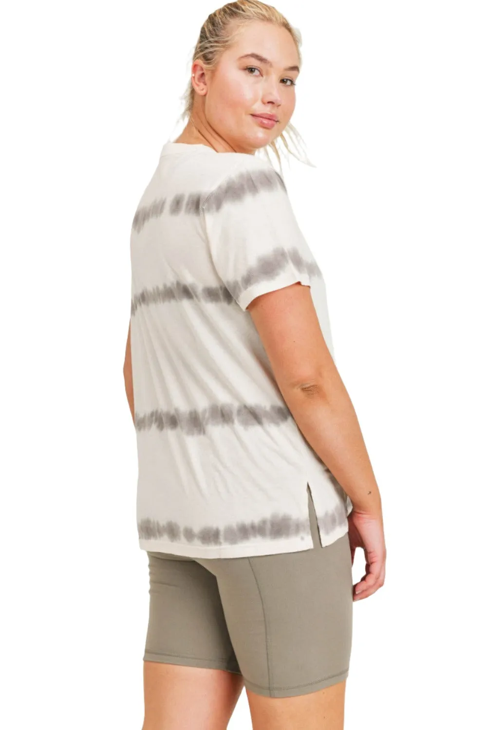 Mono B Basic T-Shirt mit gesplittetem Saum und Tie-Dye KT11735