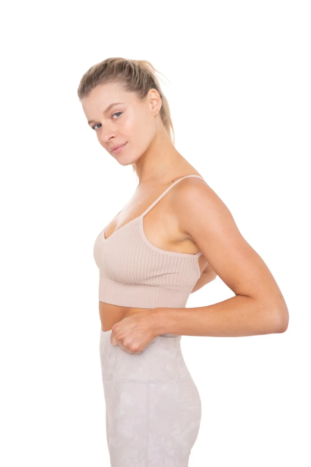 Mono B V Front Nahtlos Strukturiertes Tanktop AT-A1274
