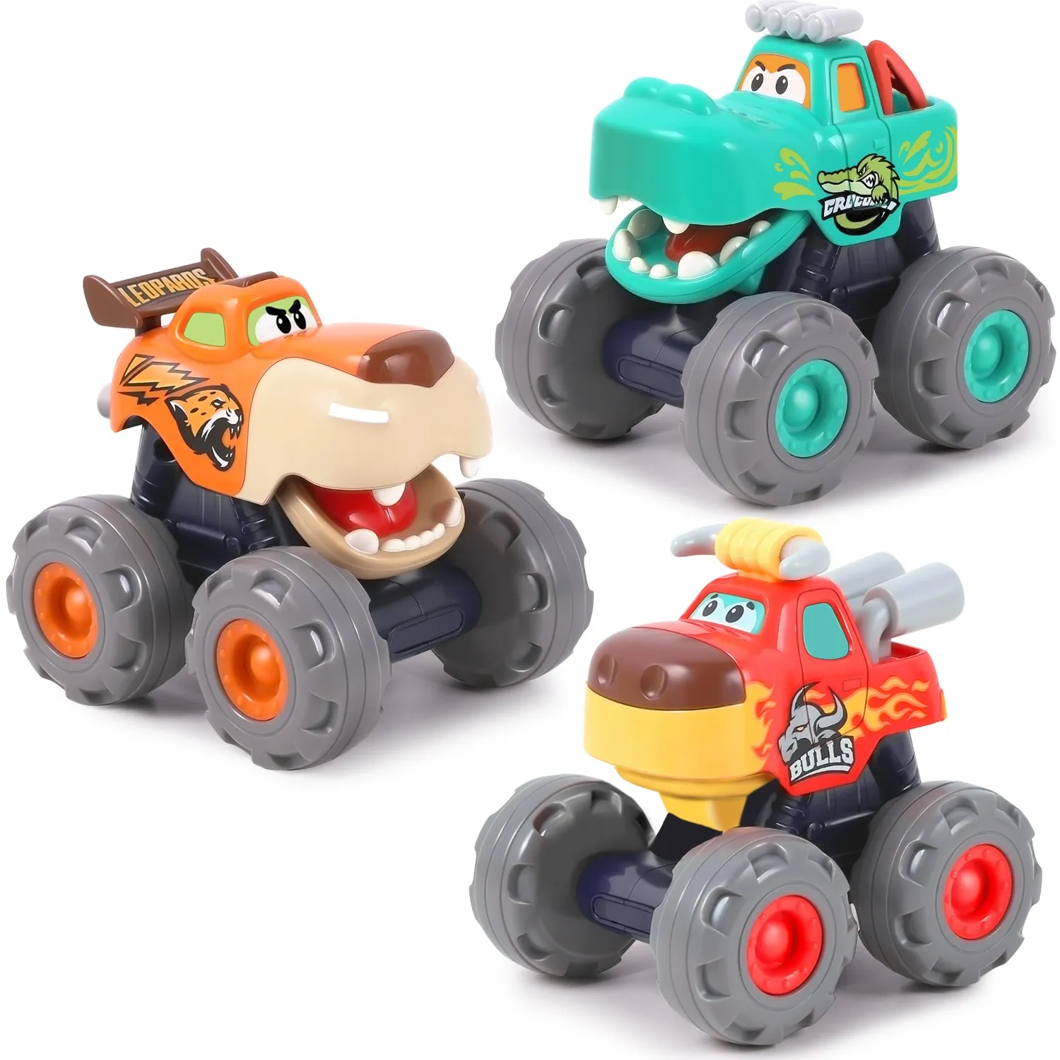 Monster Truck Spielzeugset mit Reibungsantrieb, Rückzieh- / Schubfahrzeuge