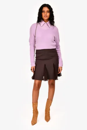 Moschino Cheap & Chic Brown Wool/Silk Pleated Midi Skirt Size 4