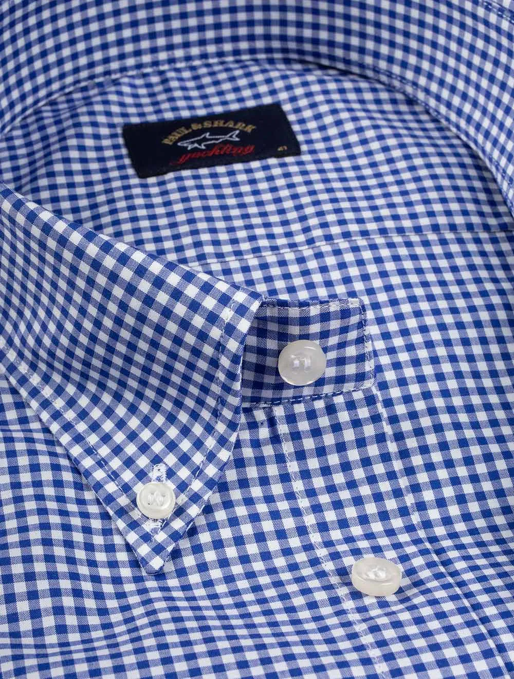 Marineblau Gingham Karo Hemd Blau