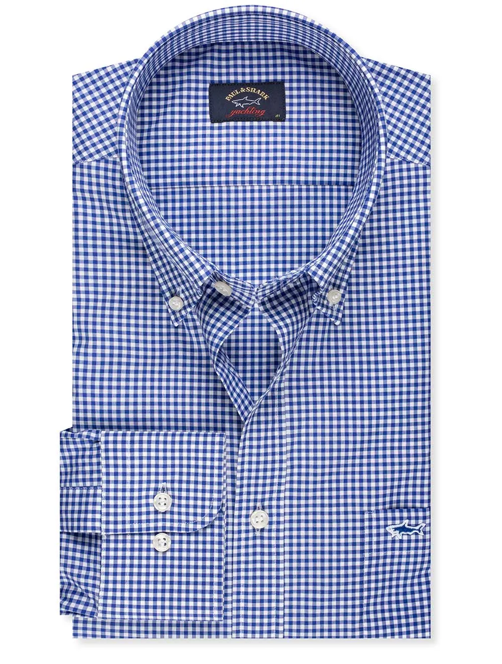 Marineblau Gingham Karo Hemd Blau