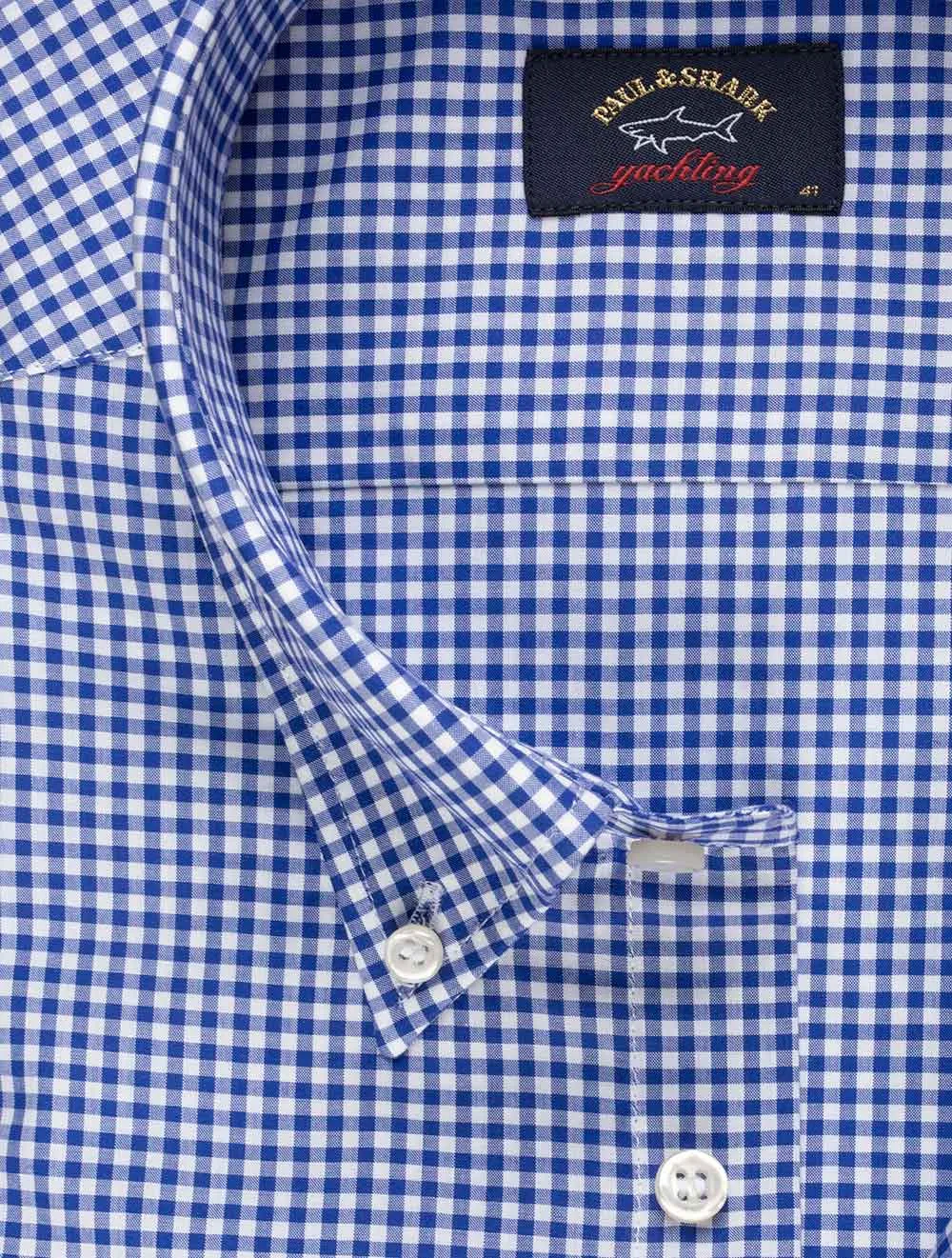 Marineblau Gingham Karo Hemd Blau
