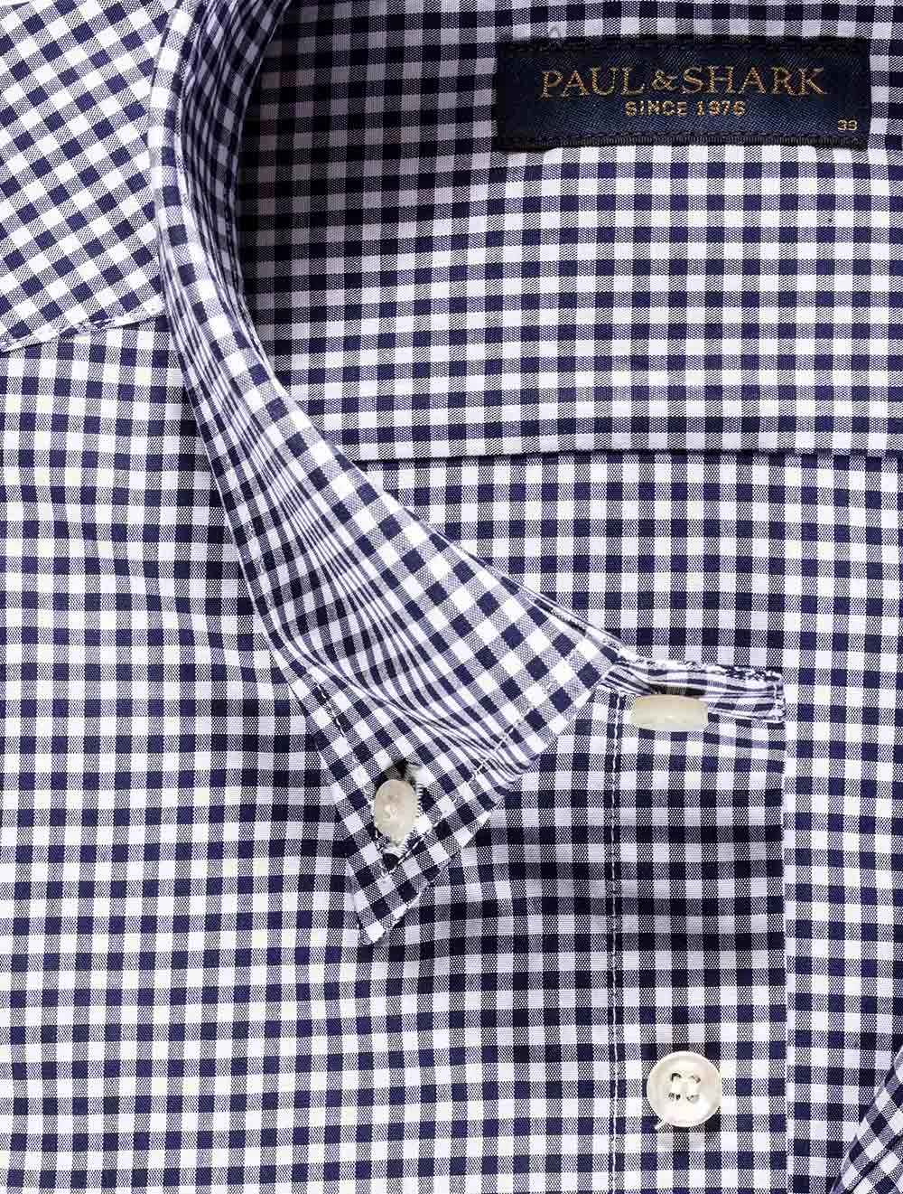 Marineblaues Gingham-Karohemd Marineblau
