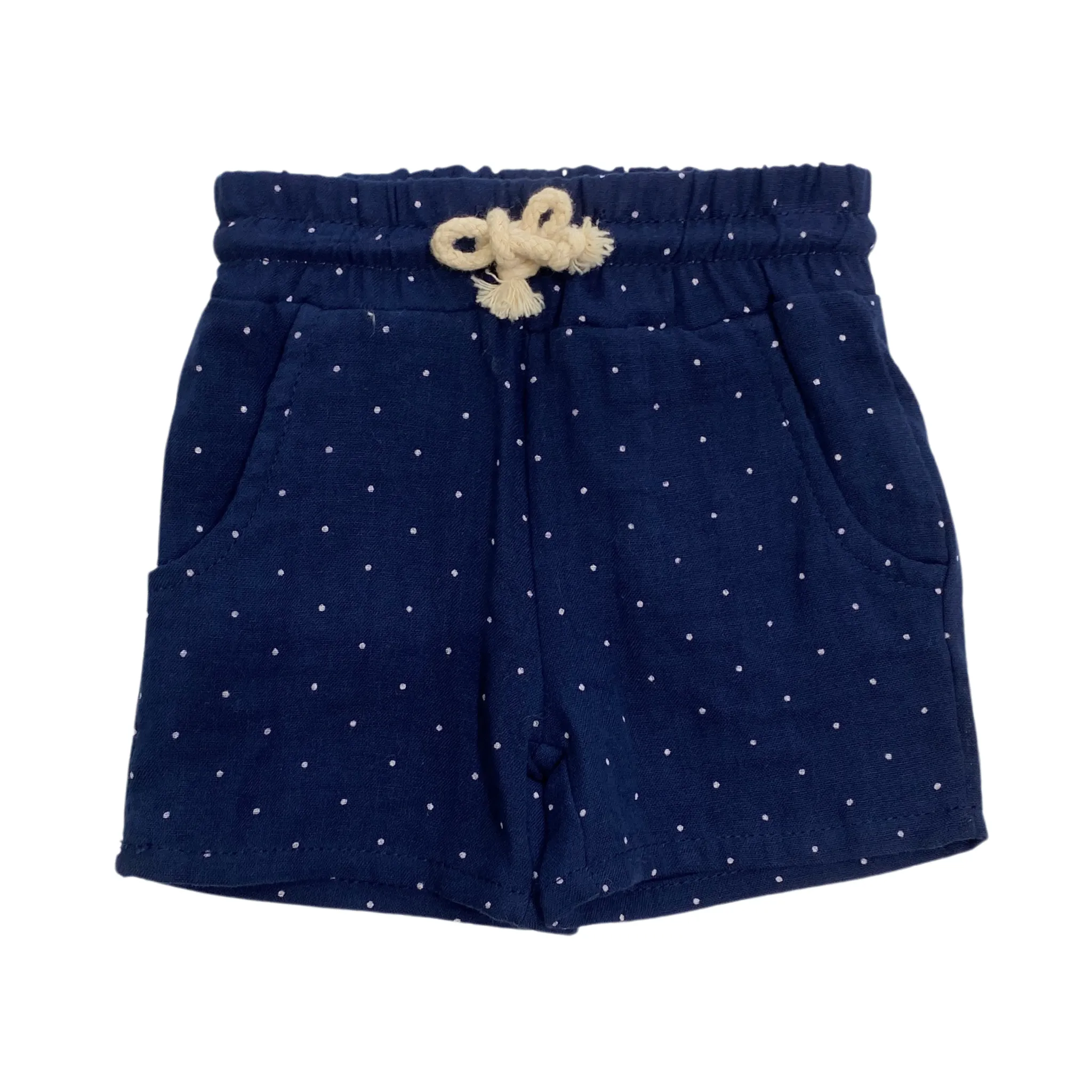 Marineblaues Polka-Dot-Kurzarm-Shirt und Shorts-Set für Kinder und Babys