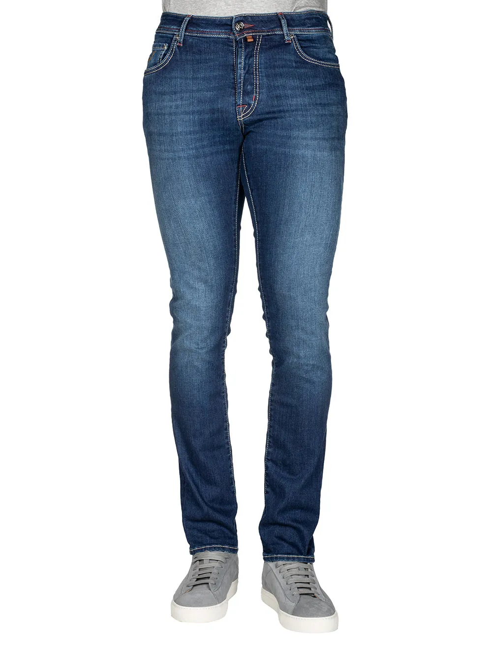 Nick Slim Fit Jeans Braun Abzeichen Dunkelwäsche