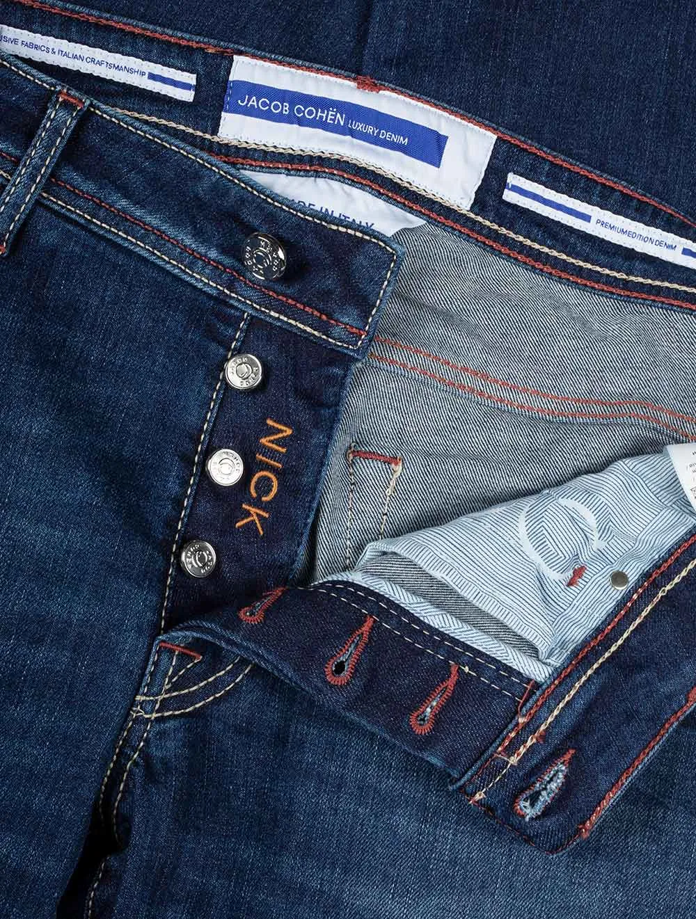 Nick Slim Fit Jeans Braun Abzeichen Dunkelwäsche