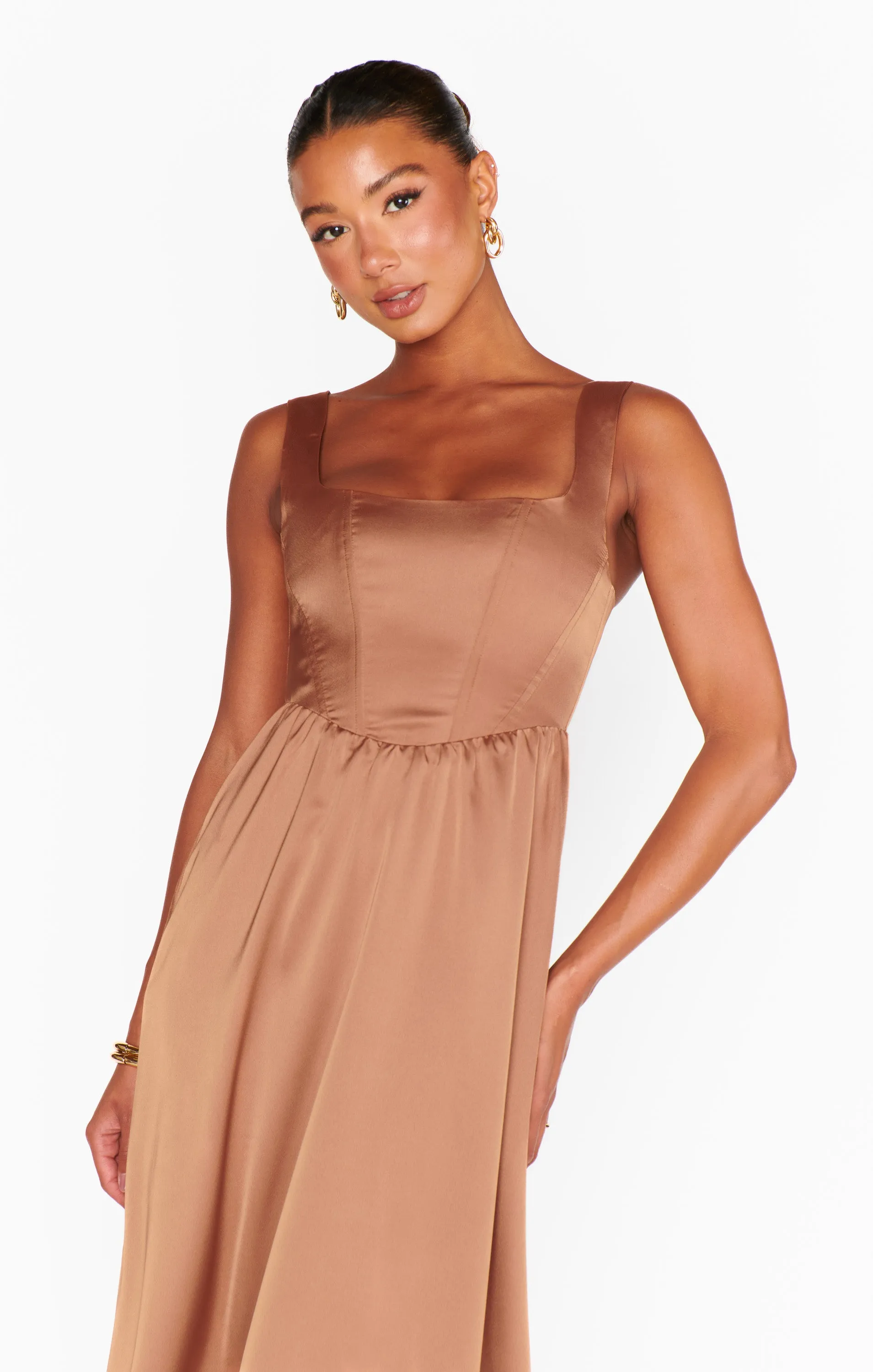 Nina Maxikleid ~ Kupfer Luxus Satin