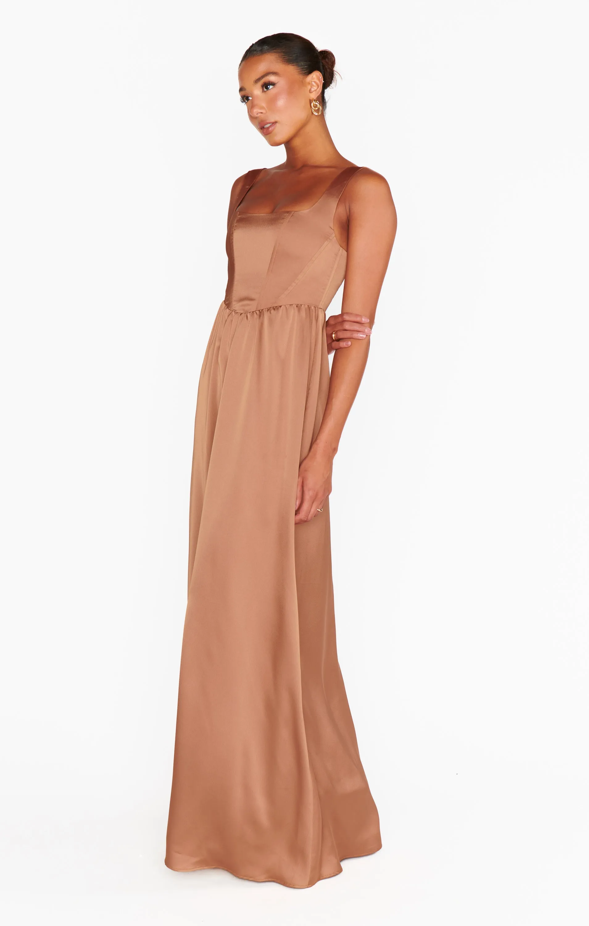 Nina Maxikleid ~ Kupfer Luxus Satin