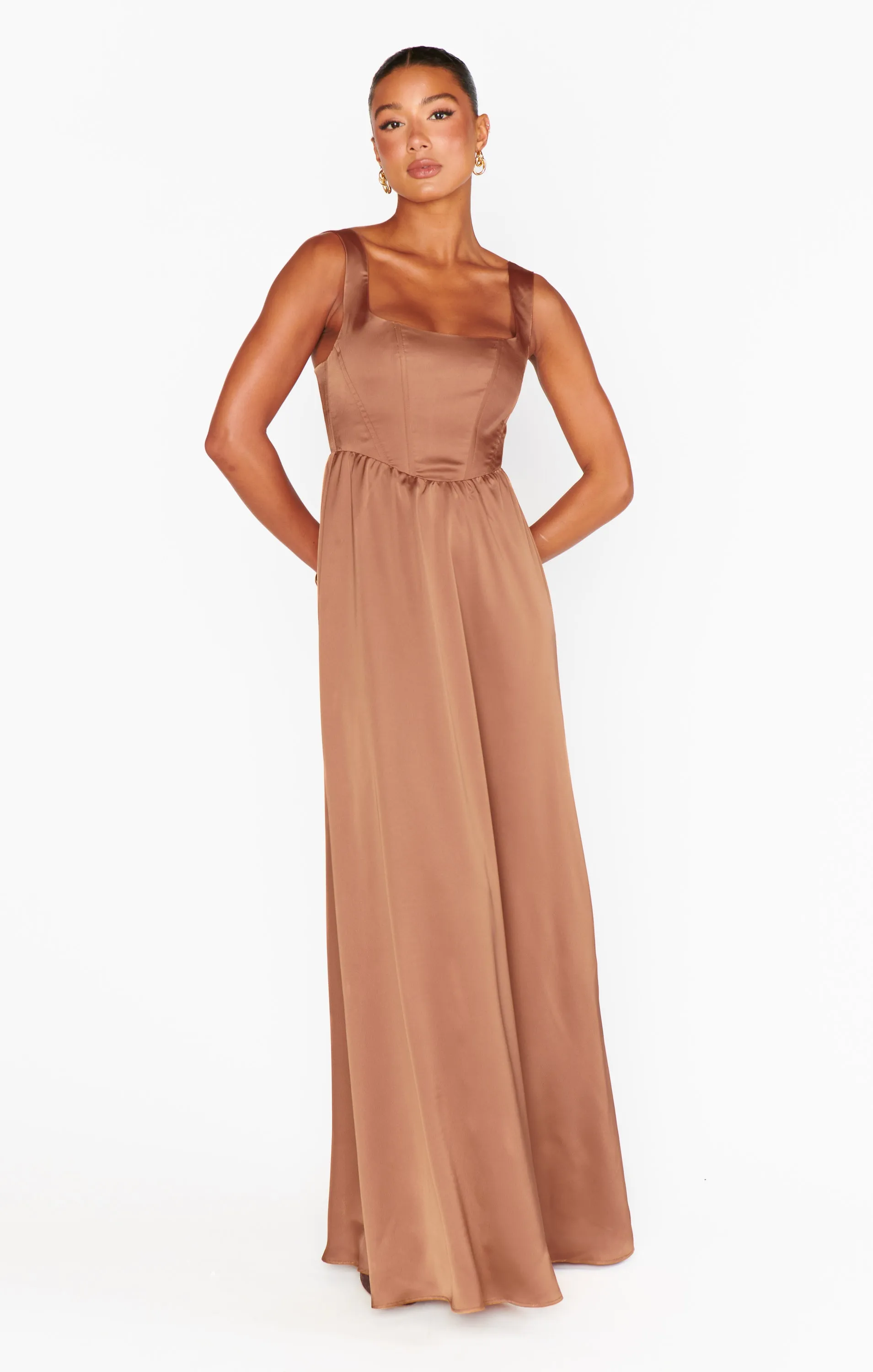Nina Maxikleid ~ Kupfer Luxus Satin
