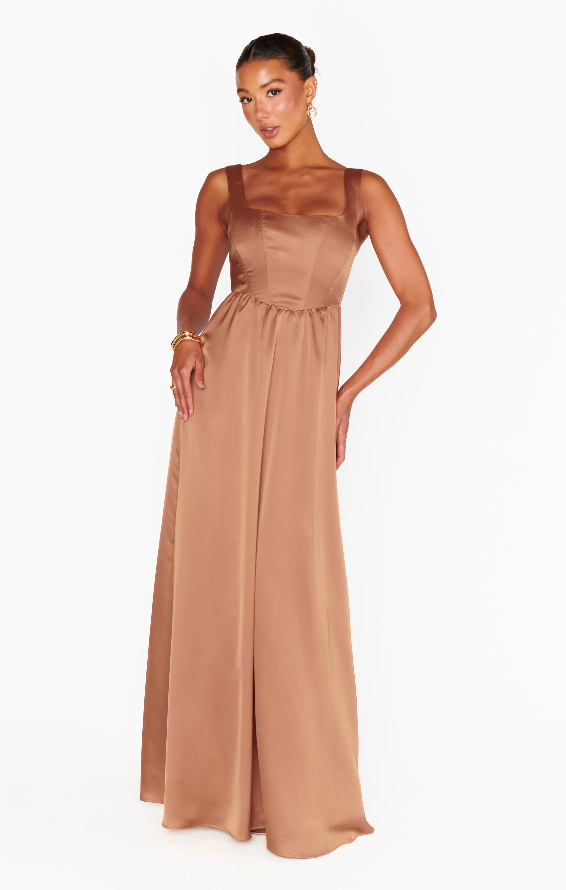 Nina Maxikleid ~ Kupfer Luxus Satin