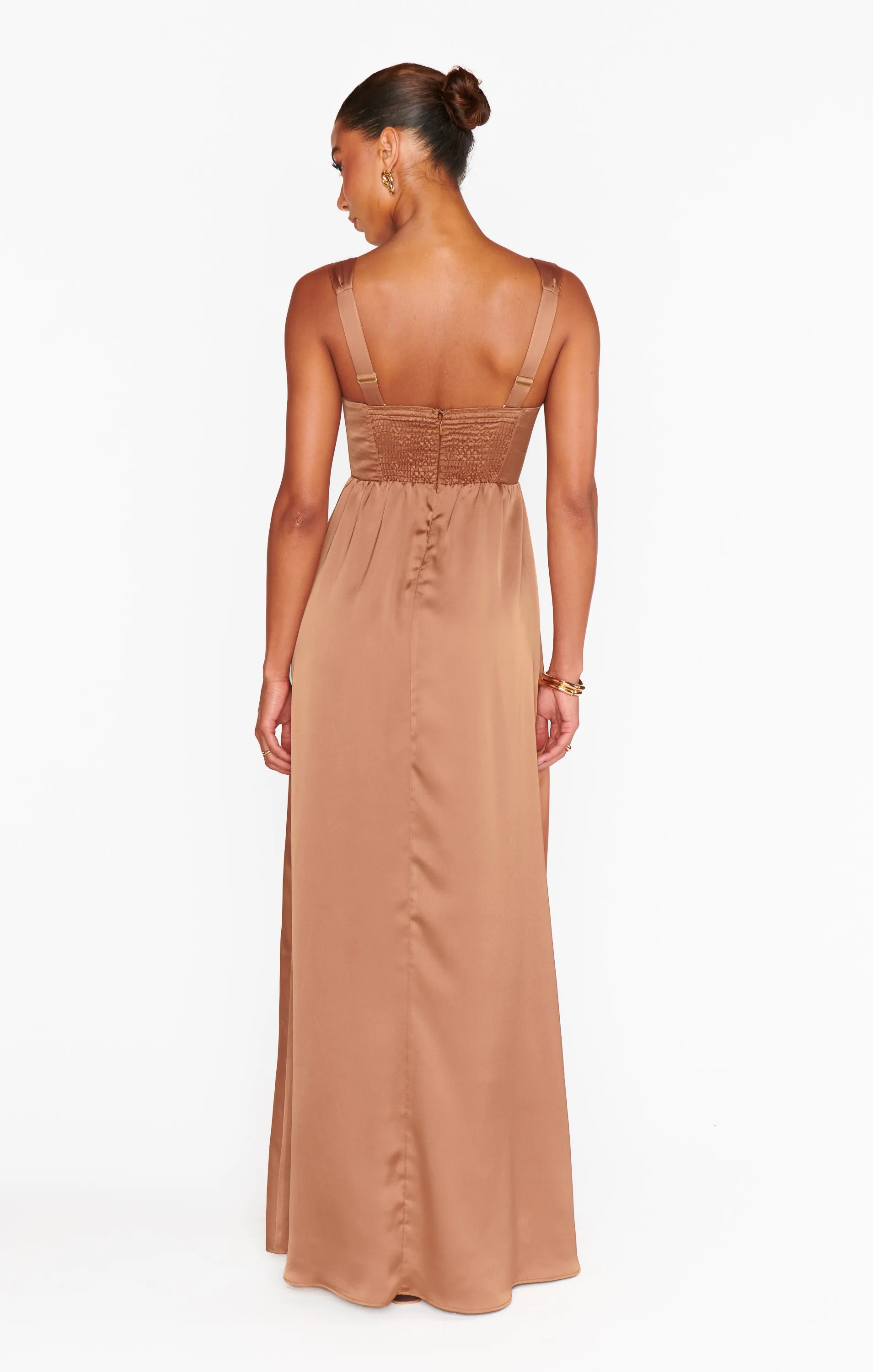 Nina Maxikleid ~ Kupfer Luxus Satin