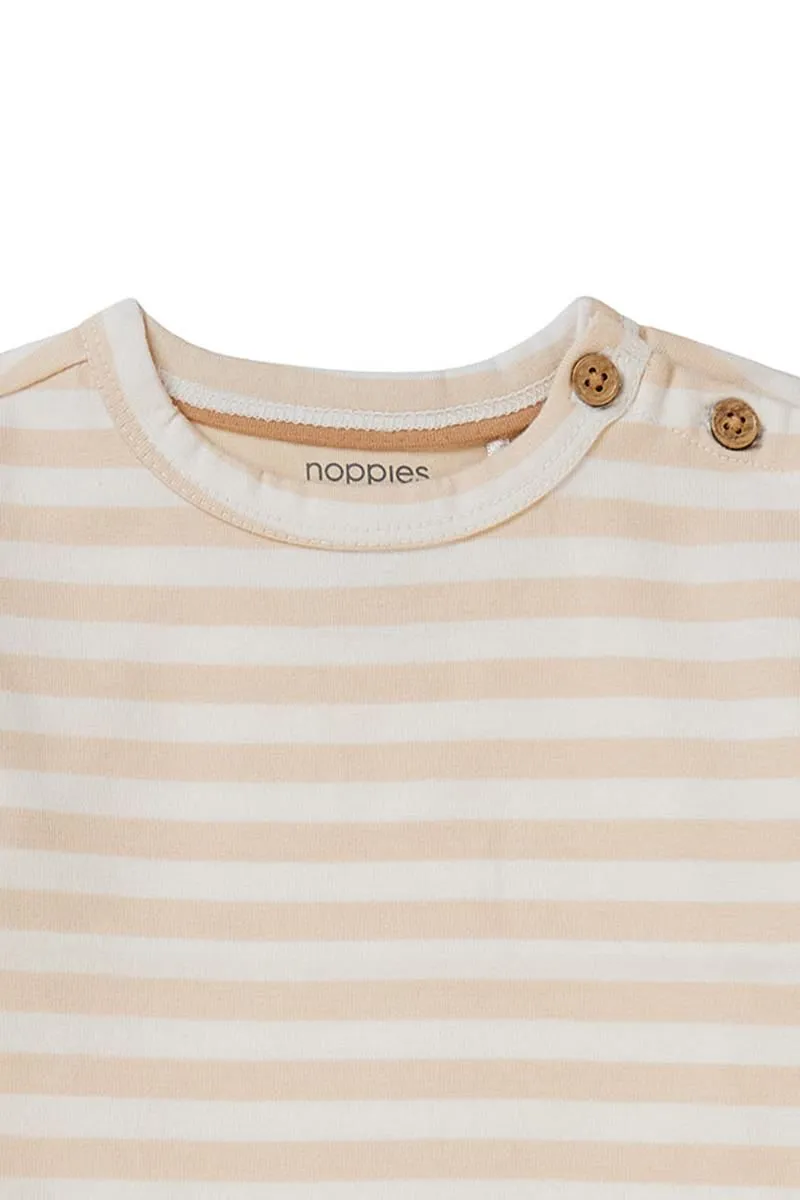 NOPPIES Tee Bhisho Langarm mit Streifen - Beige