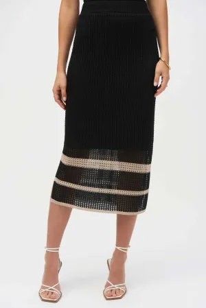 Open Weave Long Skirt In Black/vanilla