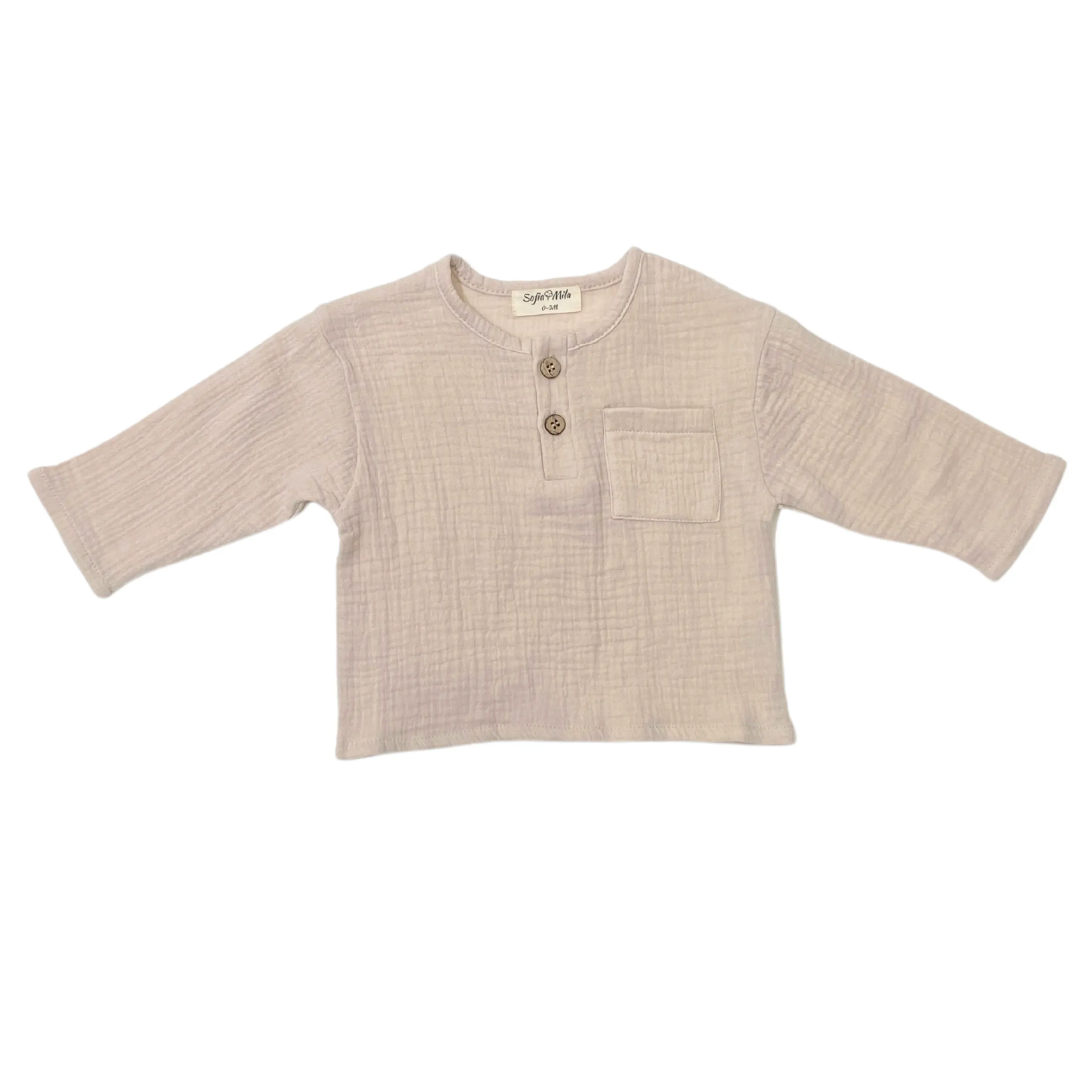 Bio-Baumwoll-Musselin Langarm-Oberteil und Hose Set