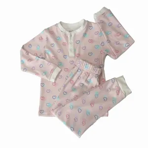 Organic Cotton Two Piece Pajama Set Mixed Hearts For Kids