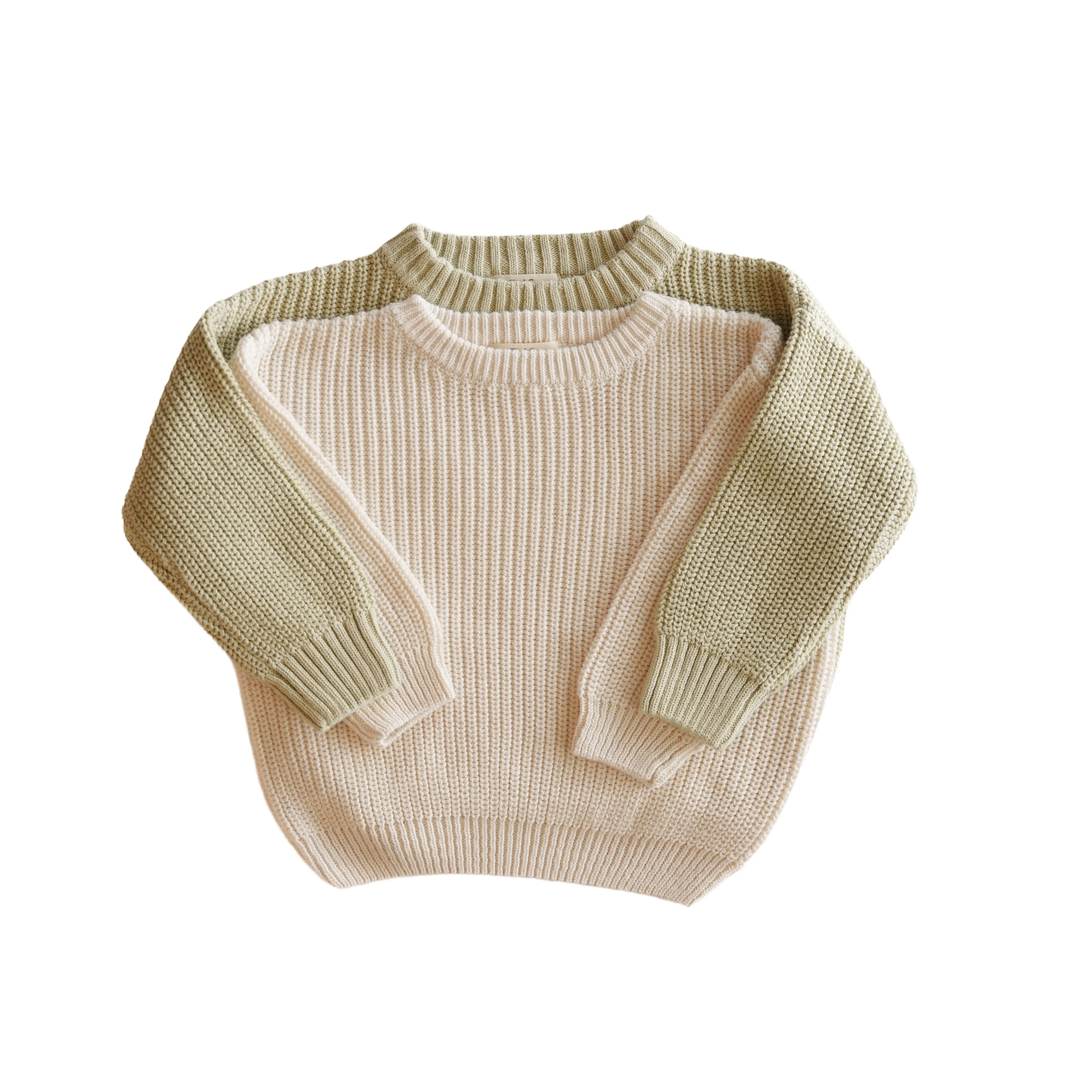 Organischer Übergroßer Strickpullover Babykids_Atlas-Grau