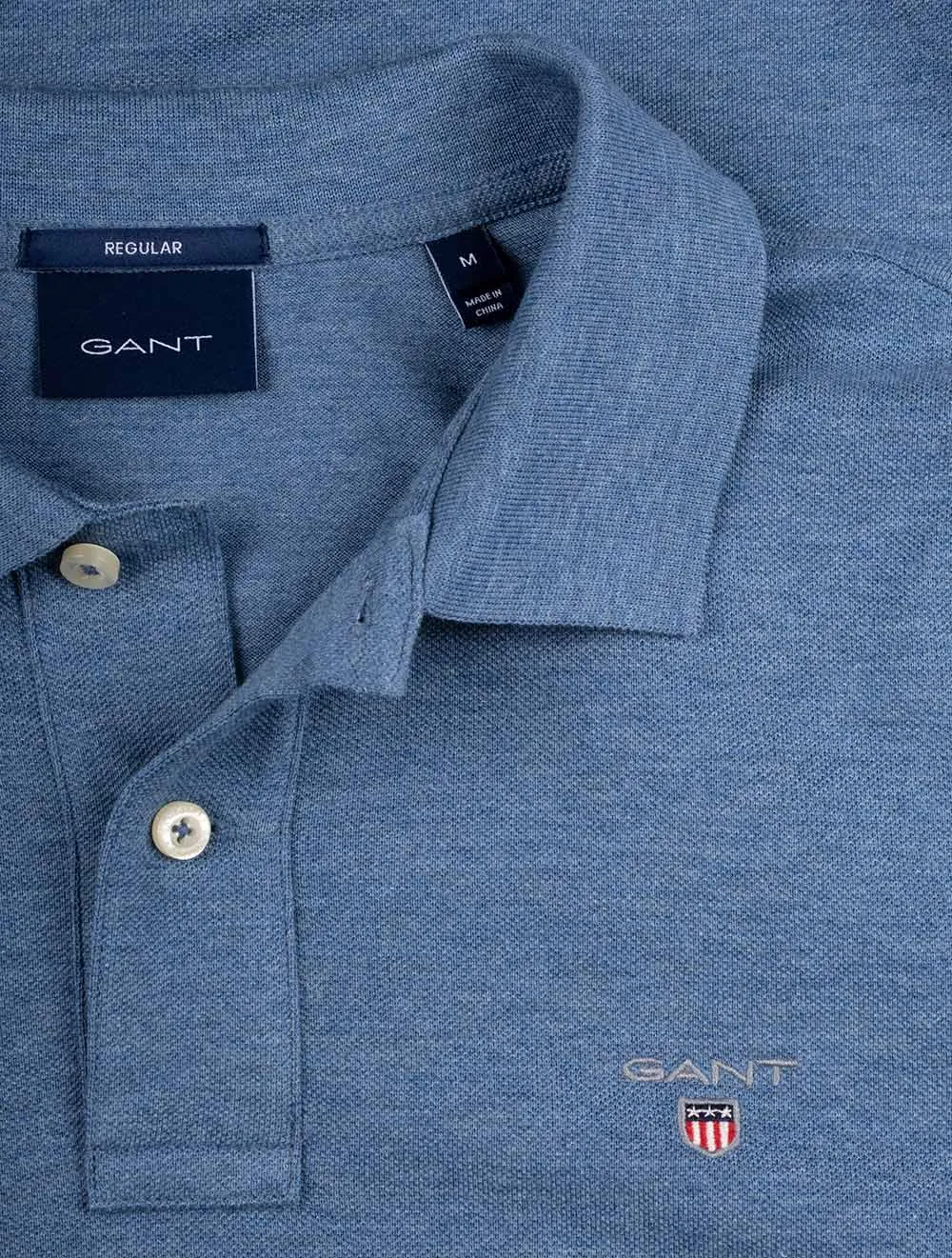 Original Pique Kurzarm Rugger Denim Blau Melange