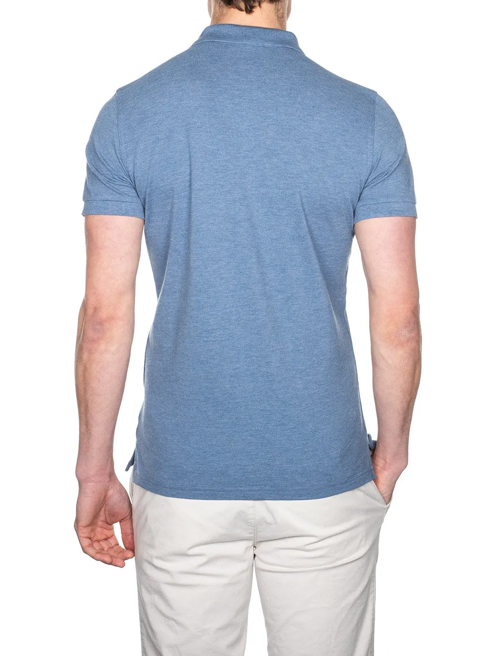 Original Pique Kurzarm Rugger Denim Blau Melange