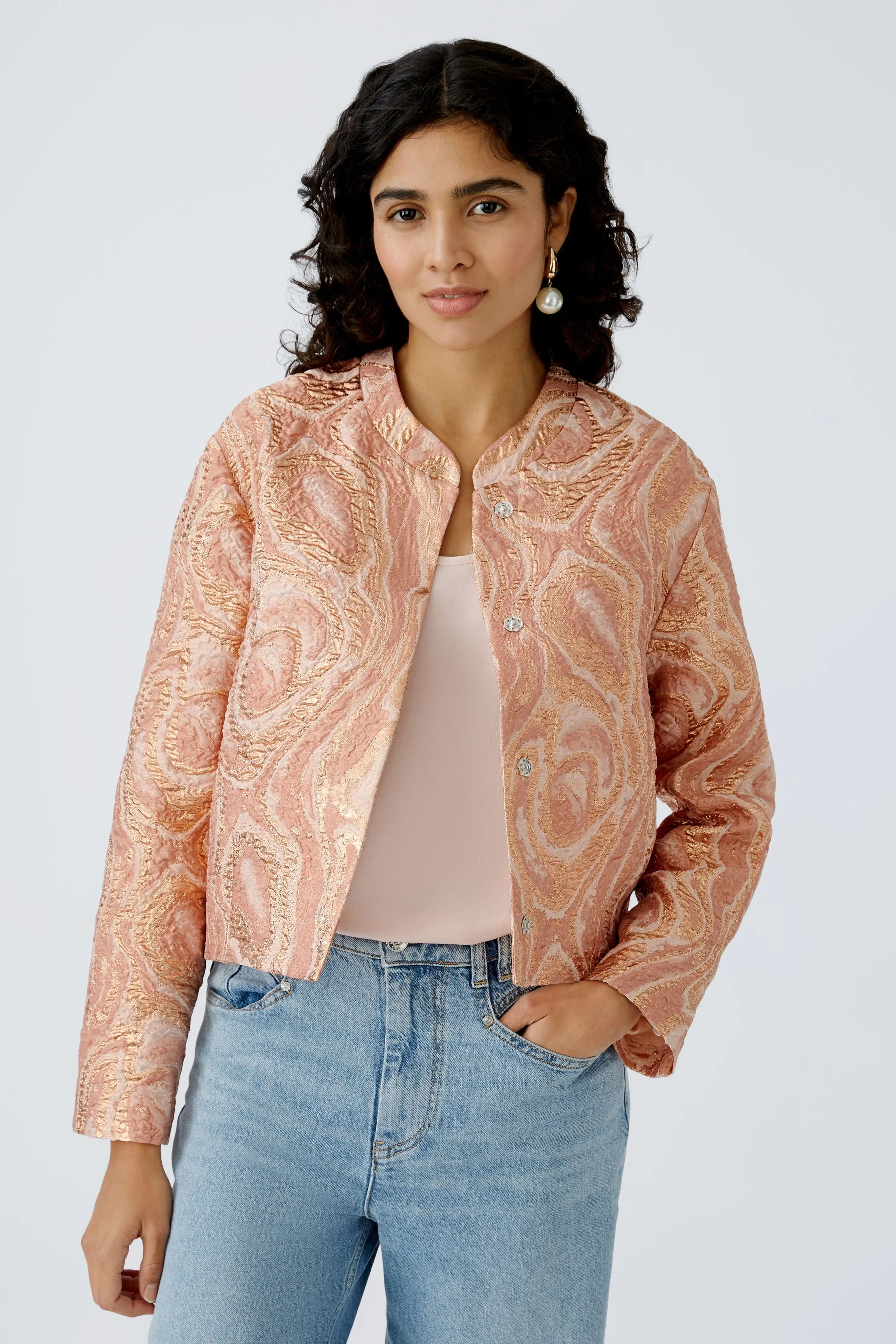 Oui Rose Cooper Brokatjacke in Rosa