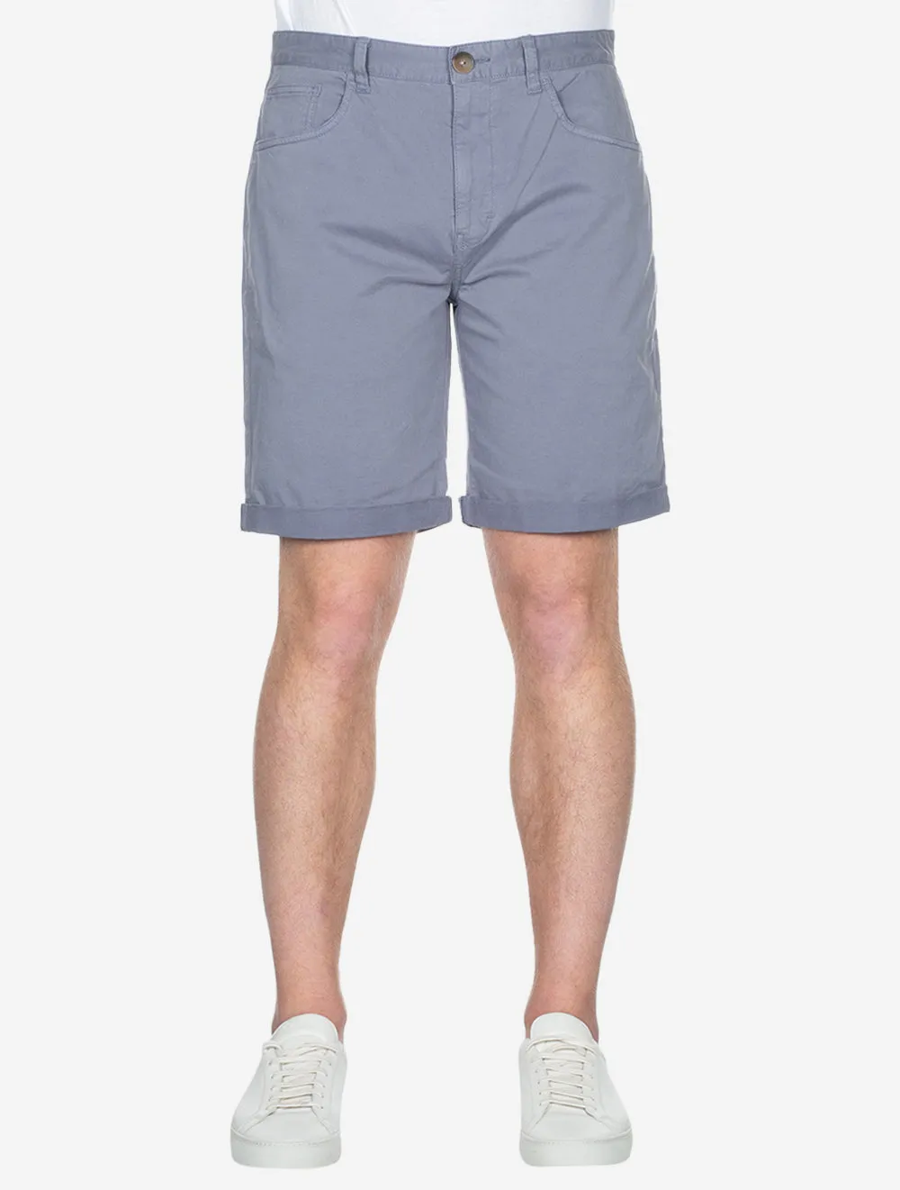 Übergefärbte Twill-Shorts in gewaschenem Blau