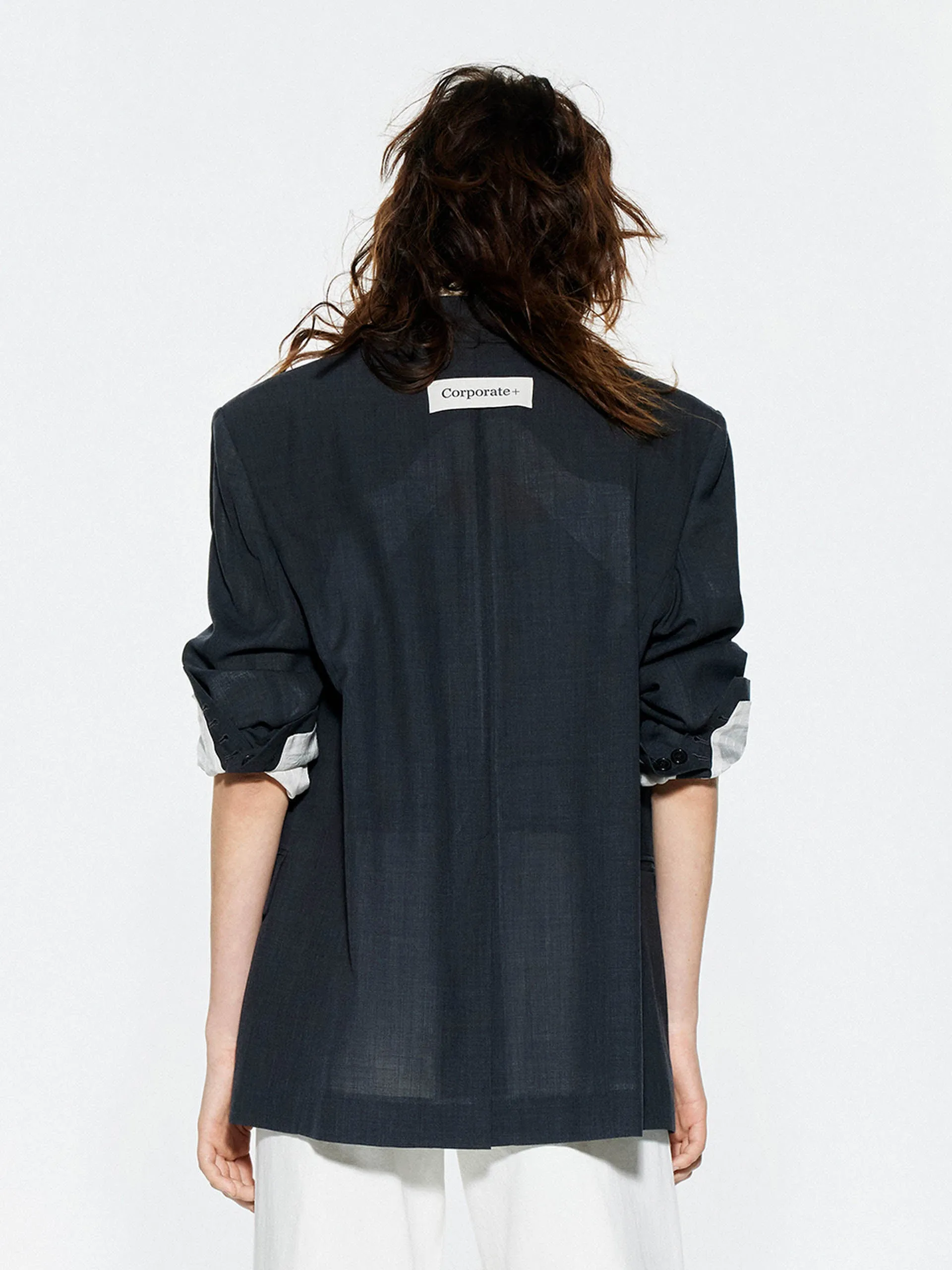 Strukturierter Blazer mit Spitzenrevers