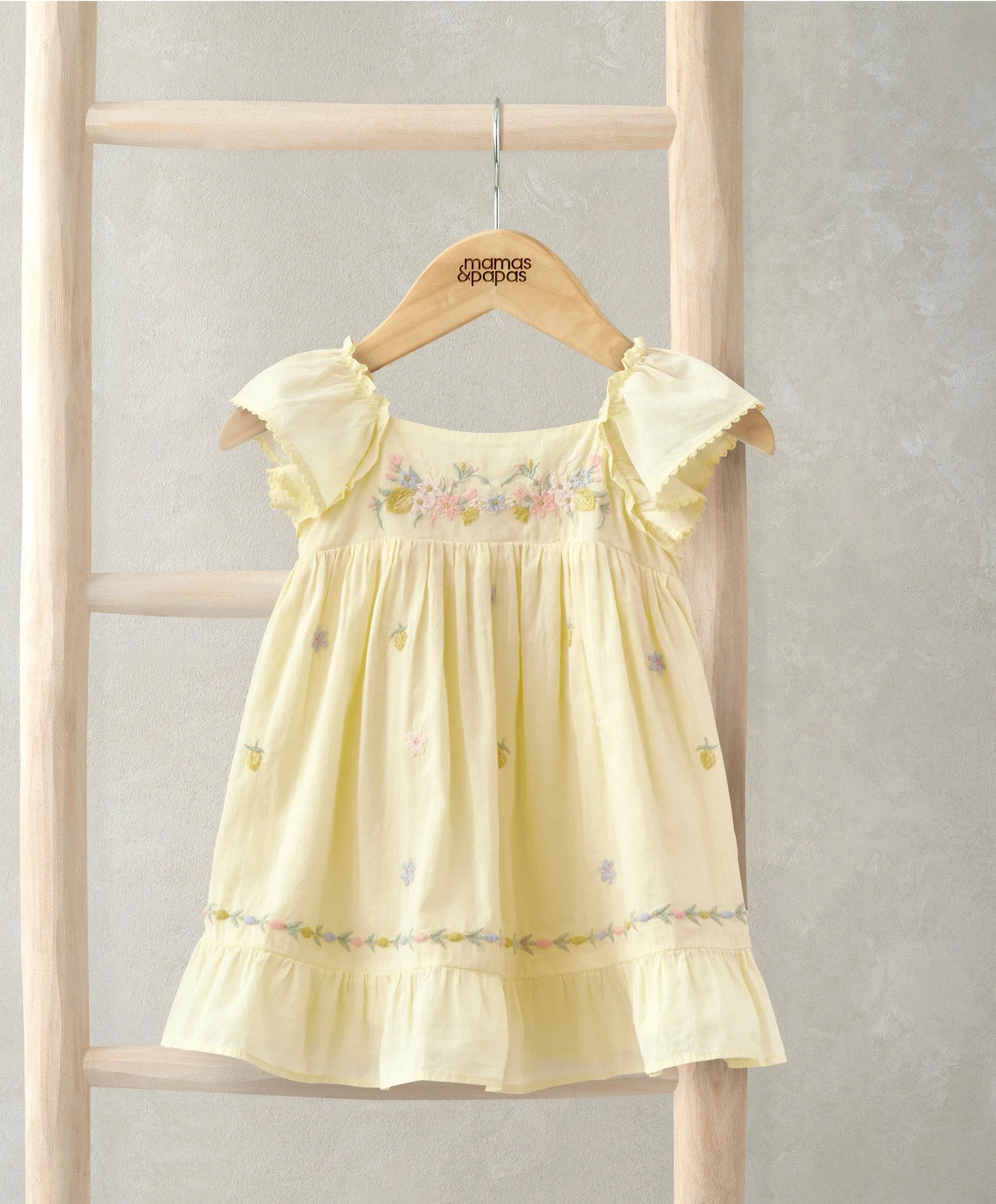 Pepelum-Rüschen besticktes Kleid - Gelb