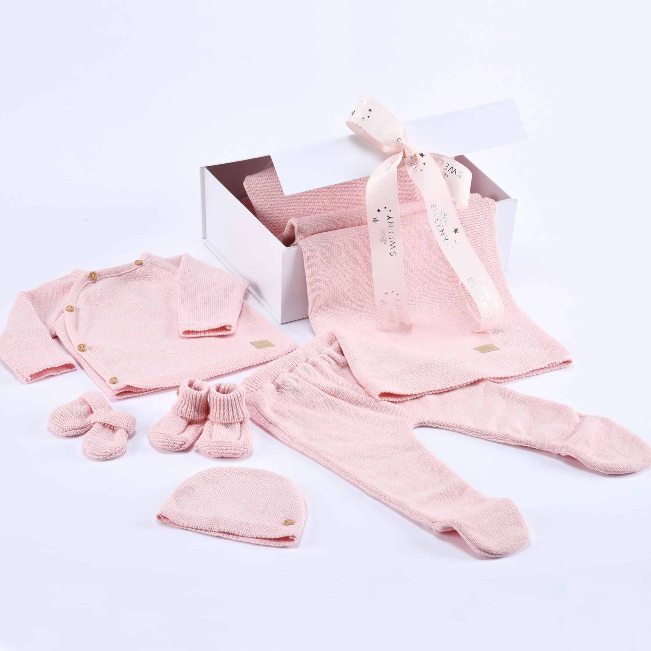 Petit Sweeny Geschenkbox | Rosa Bio-Baumwoll-Strick-Set für Mädchen (6) Babykids_Bebe-Sweeny