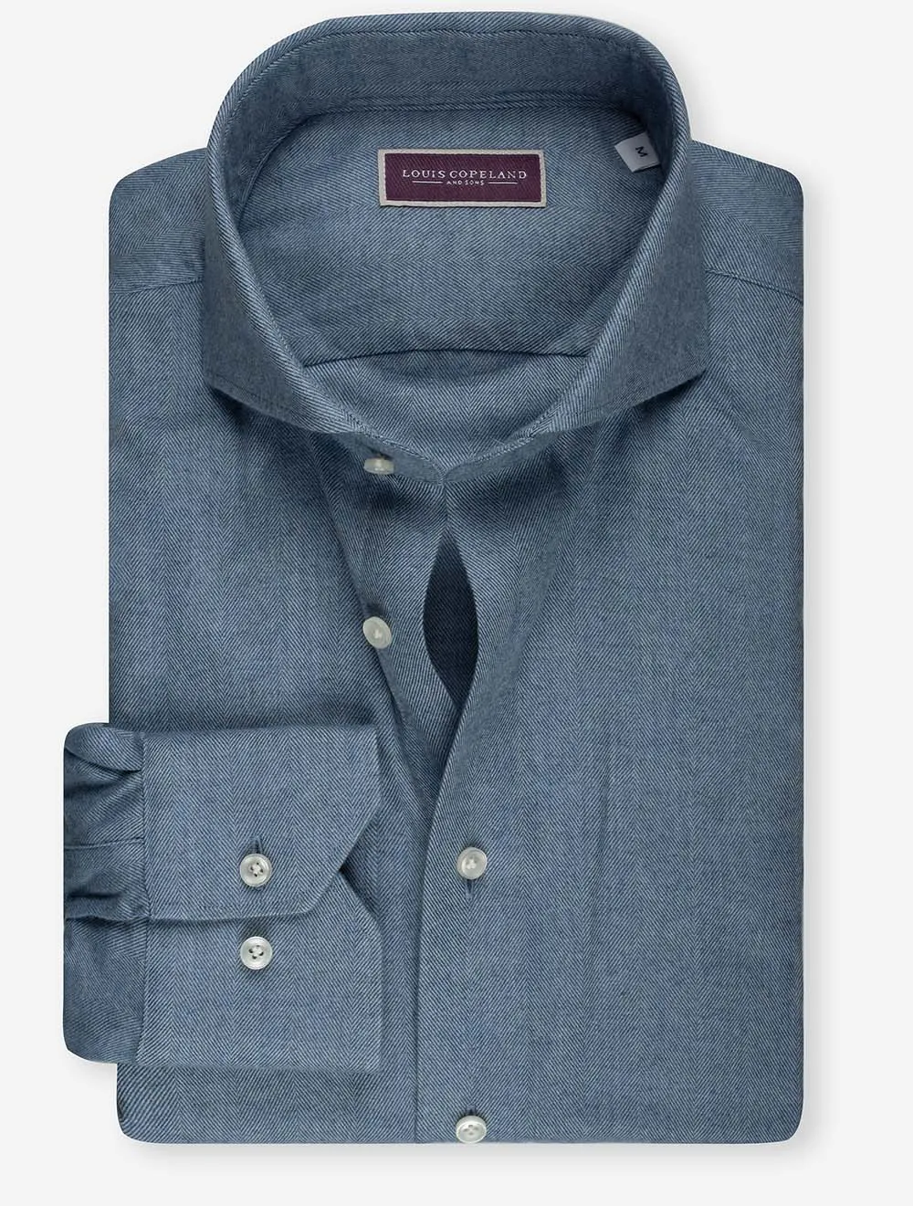 Einfaches Flanell Slim Fit Hemd Blau