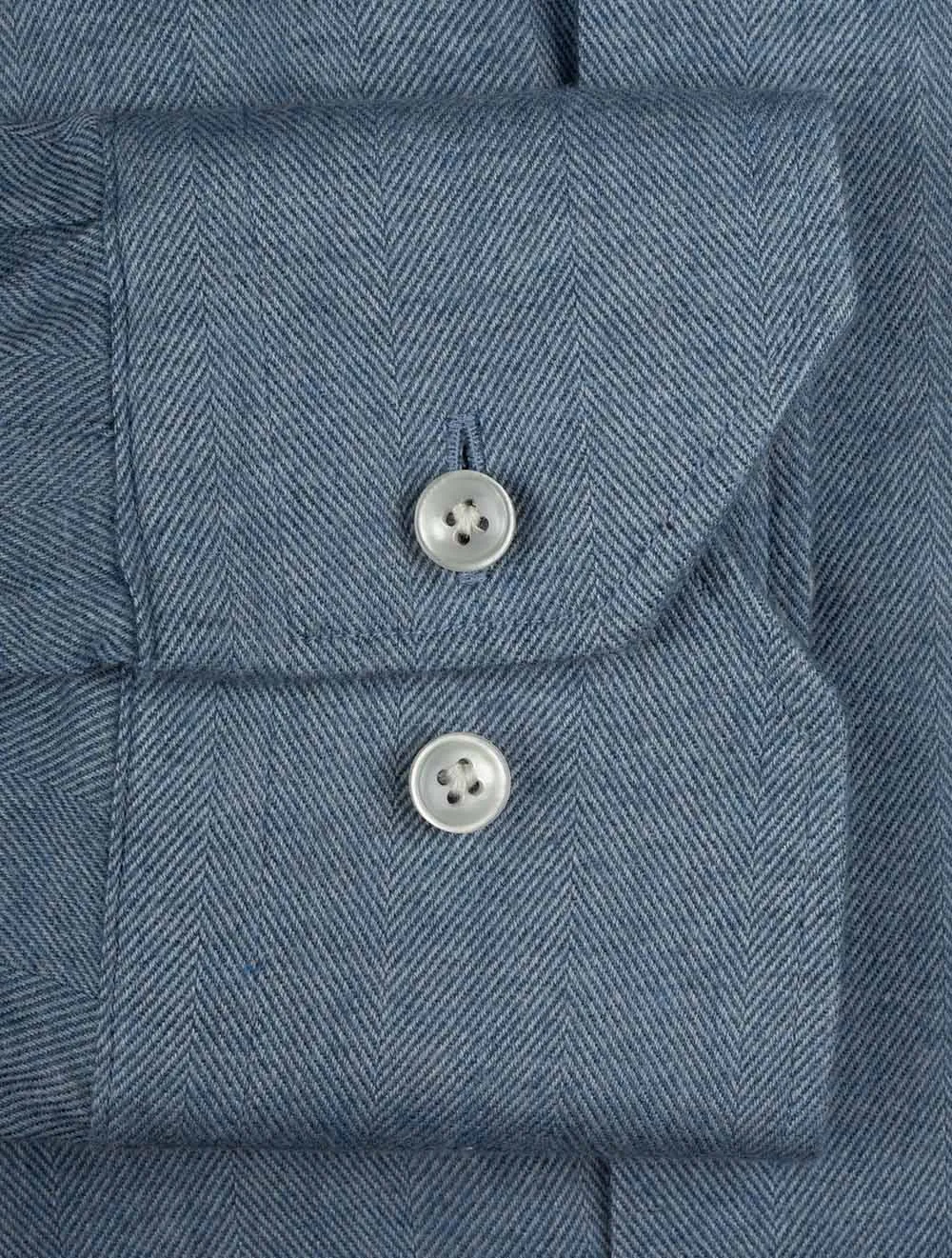 Einfaches Flanell Slim Fit Hemd Blau