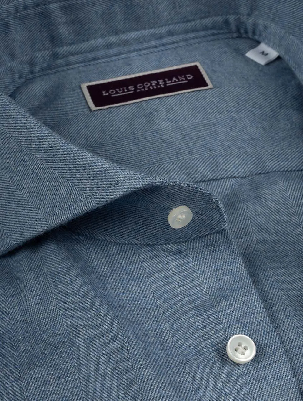 Einfaches Flanell Slim Fit Hemd Blau