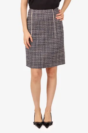 Prada Navy/White Tweed Midi Skirt Size 38