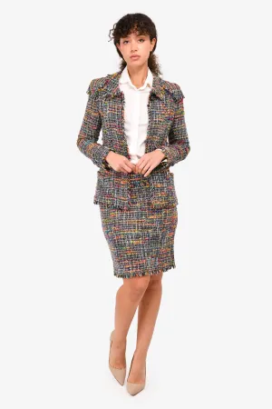 Pre-Loved Chanel™ 1998 Vintage Black Multicolour Midi Pencil Skirt Size 36