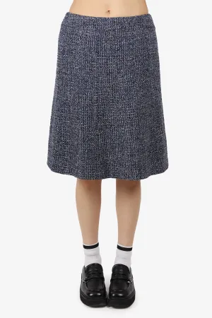 Pre-Loved Chanel™ 2003 Autumn Blue/Pink Tweed Midi Skirt Size 42