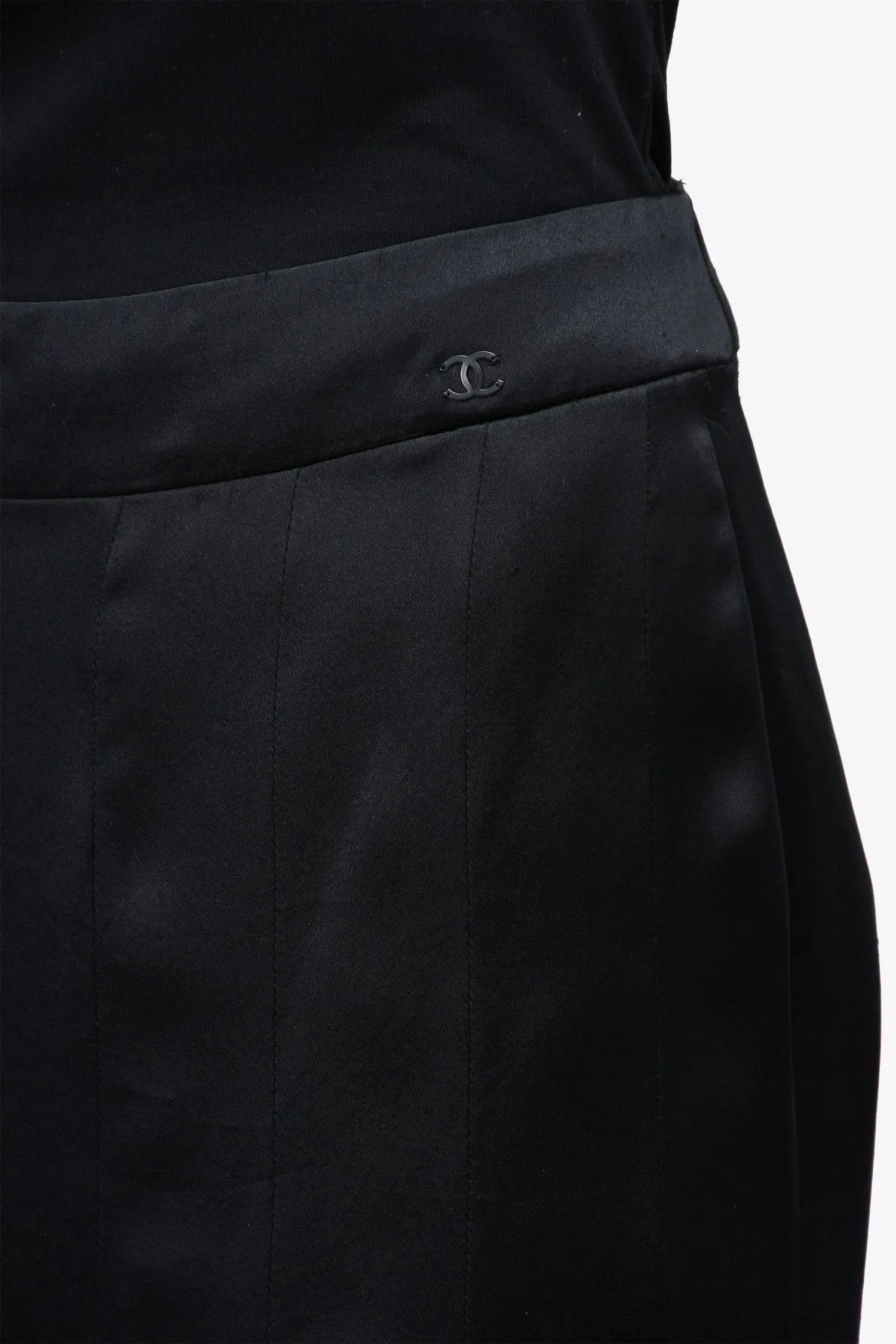 Chanel™ Secondhand Damenrock aus Wolle/Seide mit Plissee, Schwarz, Größe 38, Jahrgang 2005