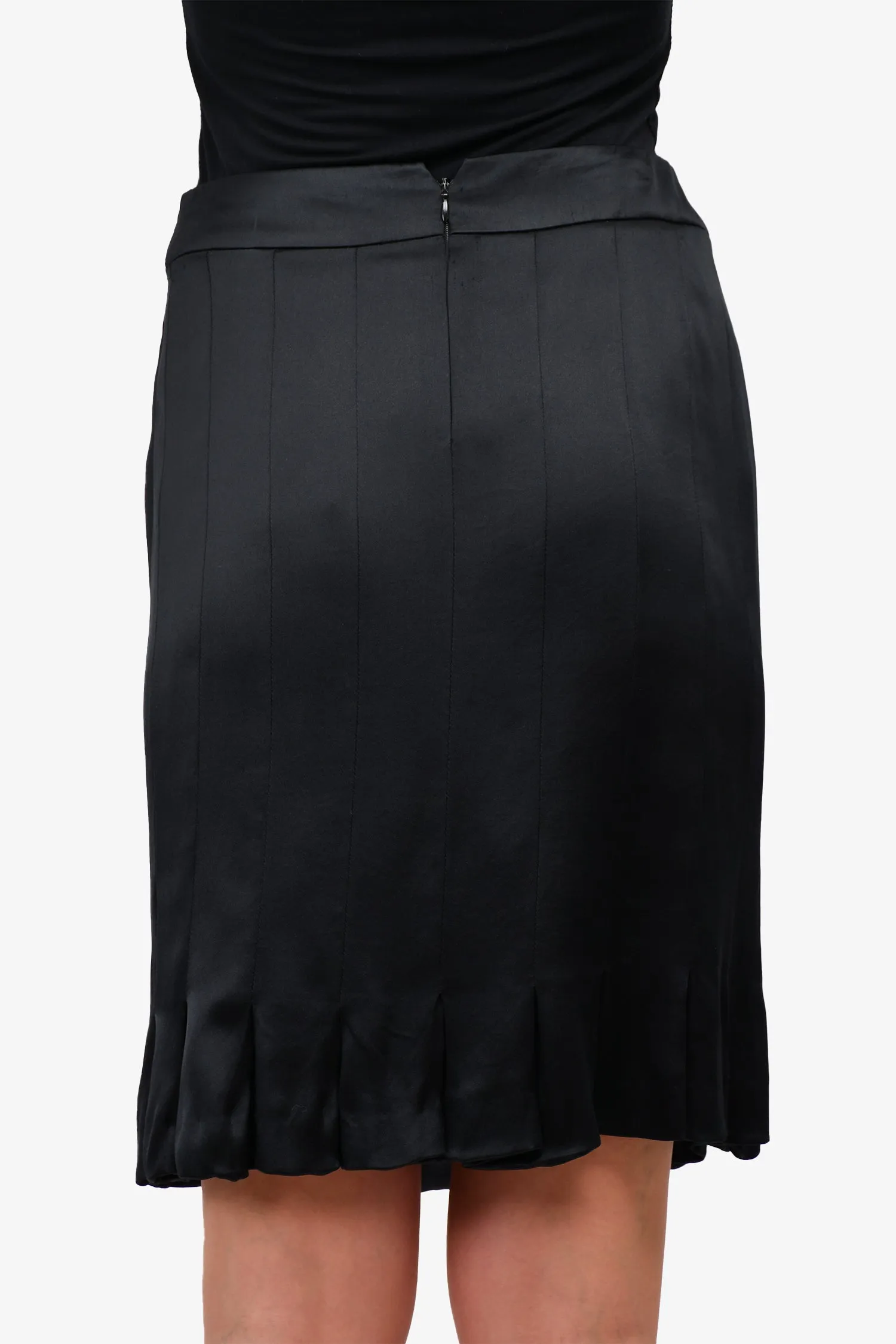 Chanel™ Secondhand Damenrock aus Wolle/Seide mit Plissee, Schwarz, Größe 38, Jahrgang 2005