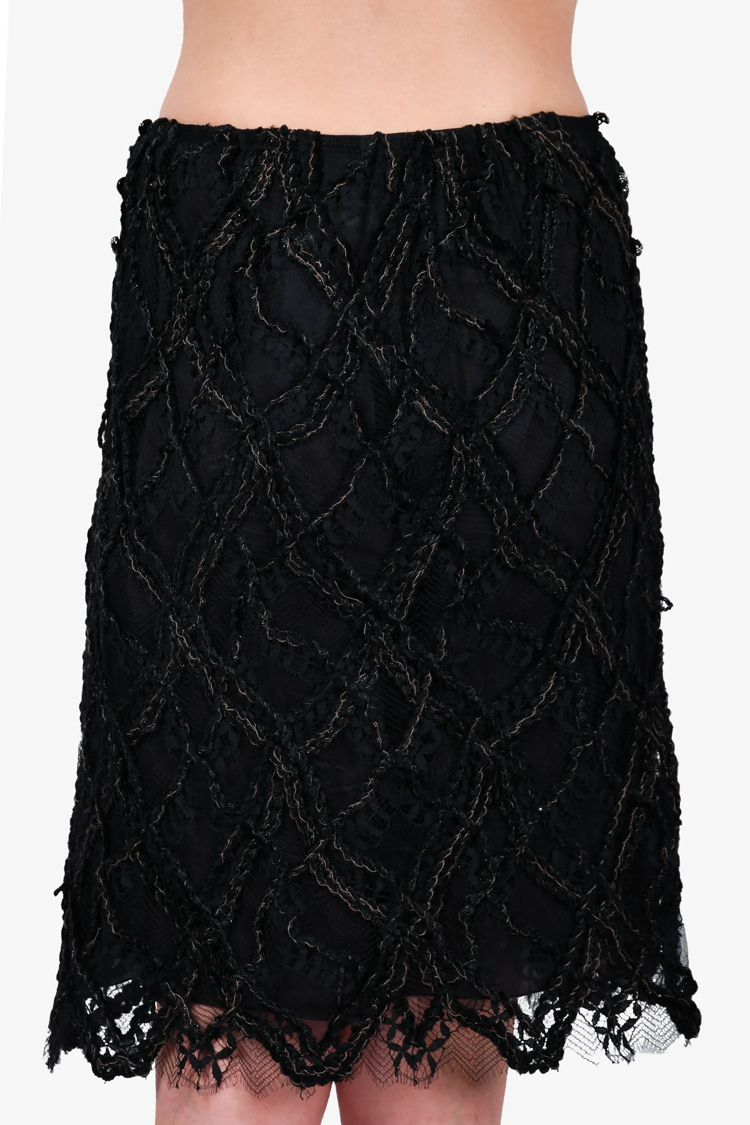 Vorgetragene Chanel™ Schwarzer Seidenrock aus dem Jahr 2006 in Größe S