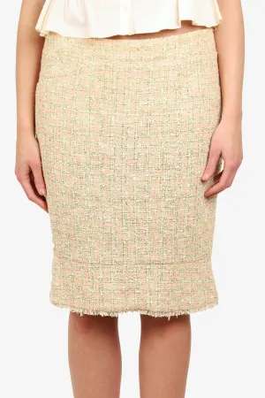 Pre-Loved Chanel™ Yellow/Pink Tweed Skirt Size 42