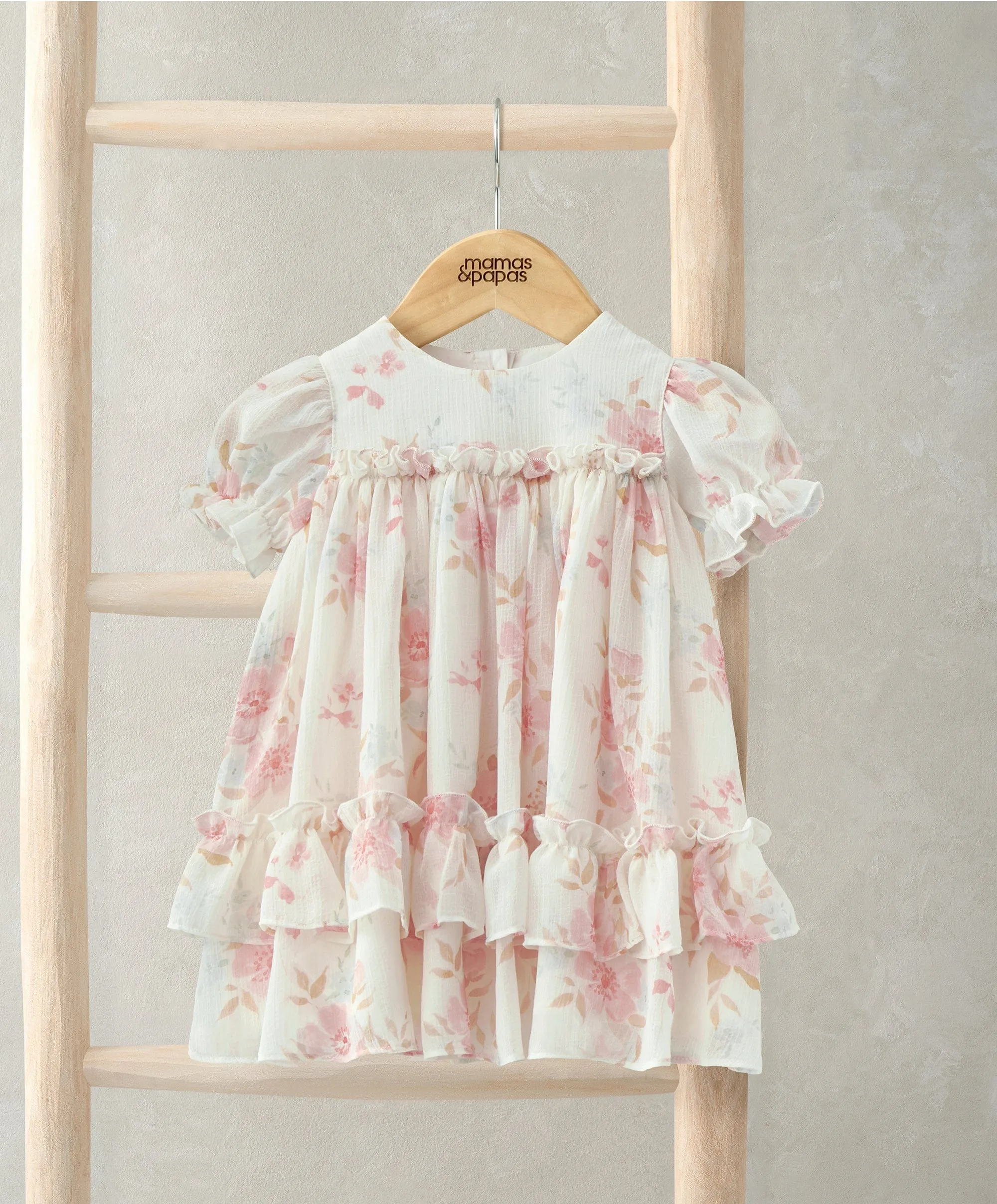 Puffärmel Chiffonkleid - Vintage Blumenmuster Babykids Mamas & Papas