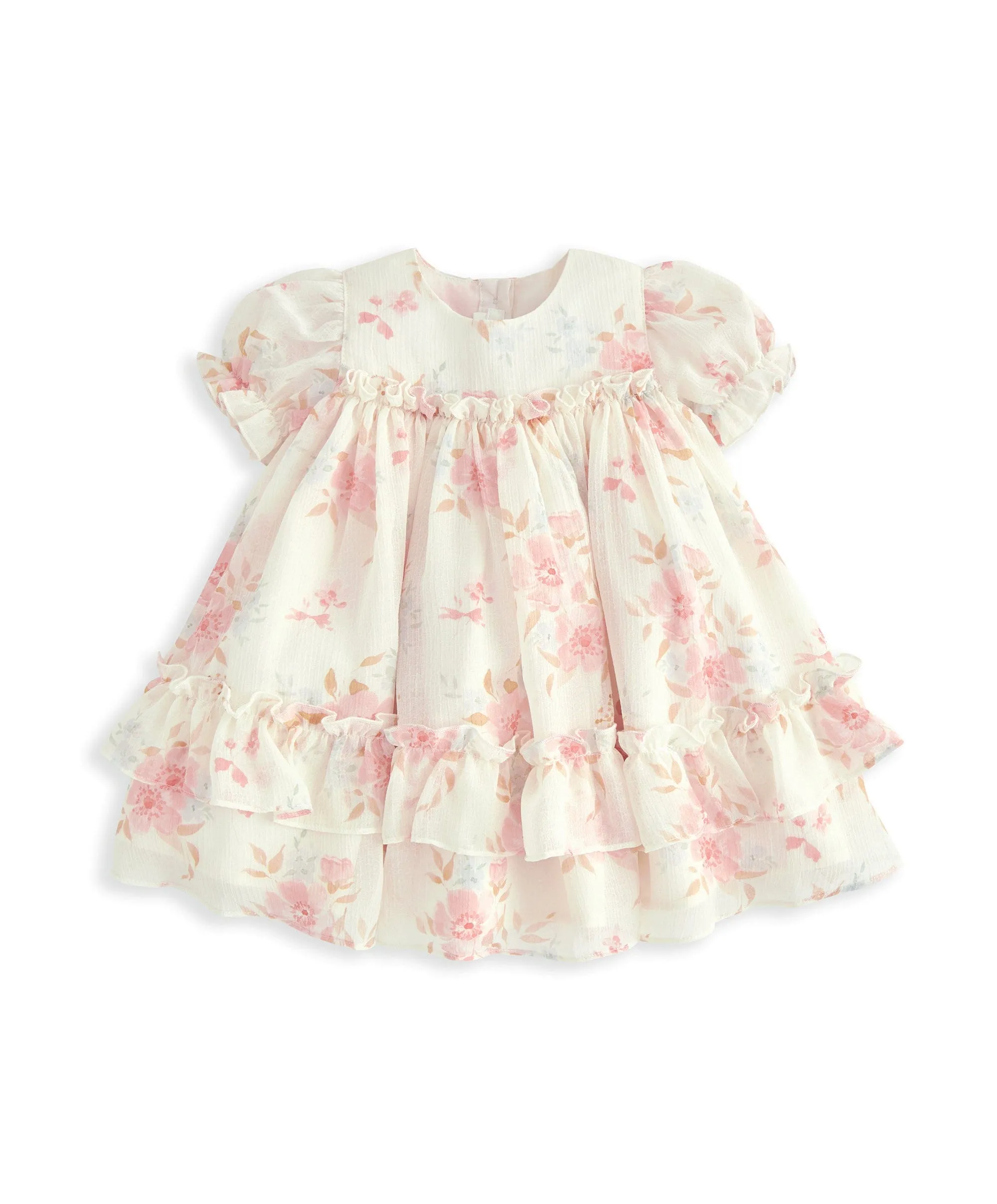Chiffonkleid mit Puffärmeln - Vintage Blumenmuster