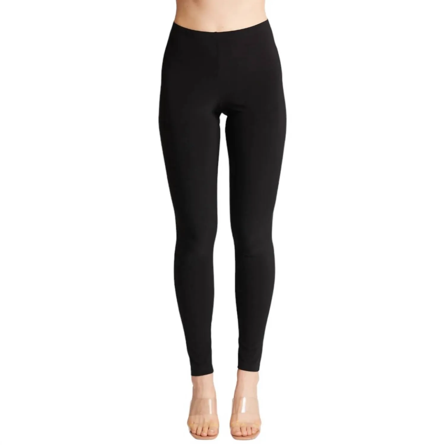 Schlanke Strick-Leggings zum Überziehen in Schwarz