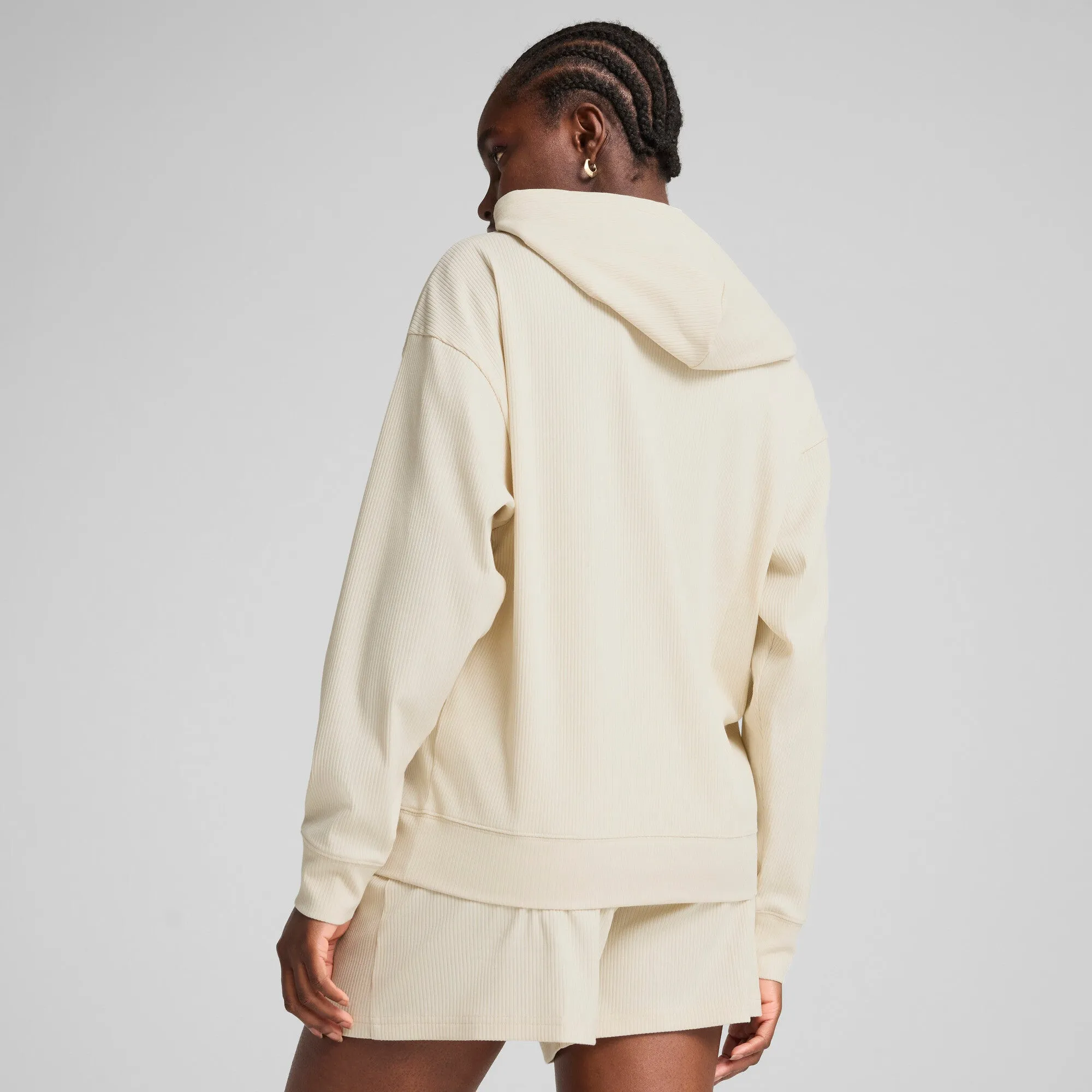 PUMA Damen ESS ELEVATED Komfort-Rippenkapuzenpullover